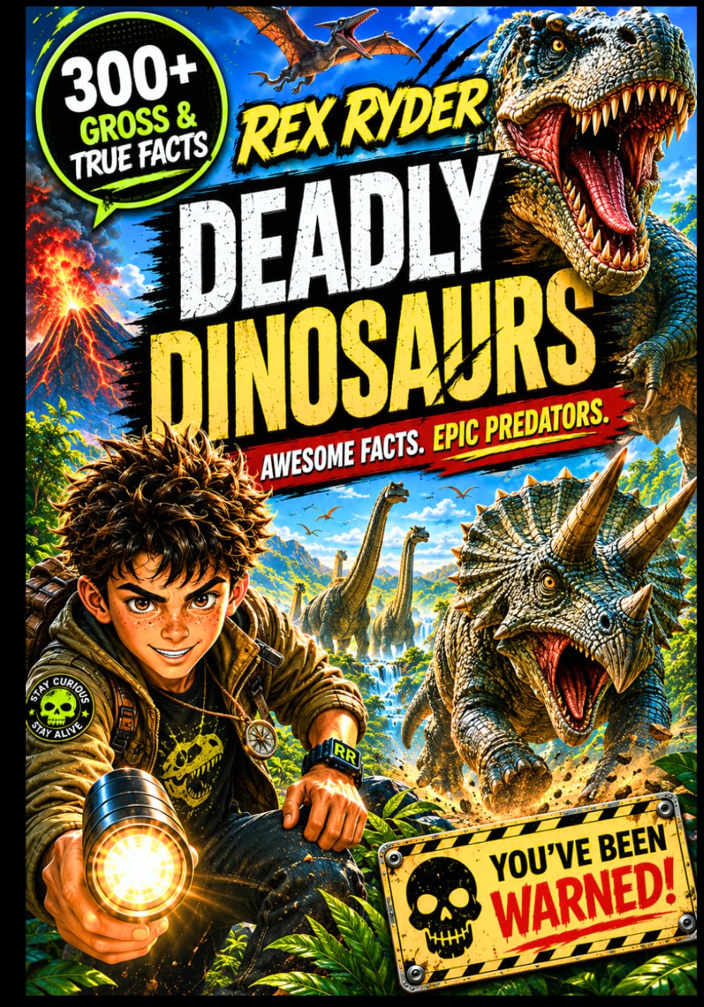 Rex Ryder’s Deadly Dinosaurs: 300+ Gross, Funny & Totally True Dinosaur Facts for Boys Ages 8–12 — Epic Predators, Savage Beasts, Fossil Discoveries & Prehistoric Survival Secrets