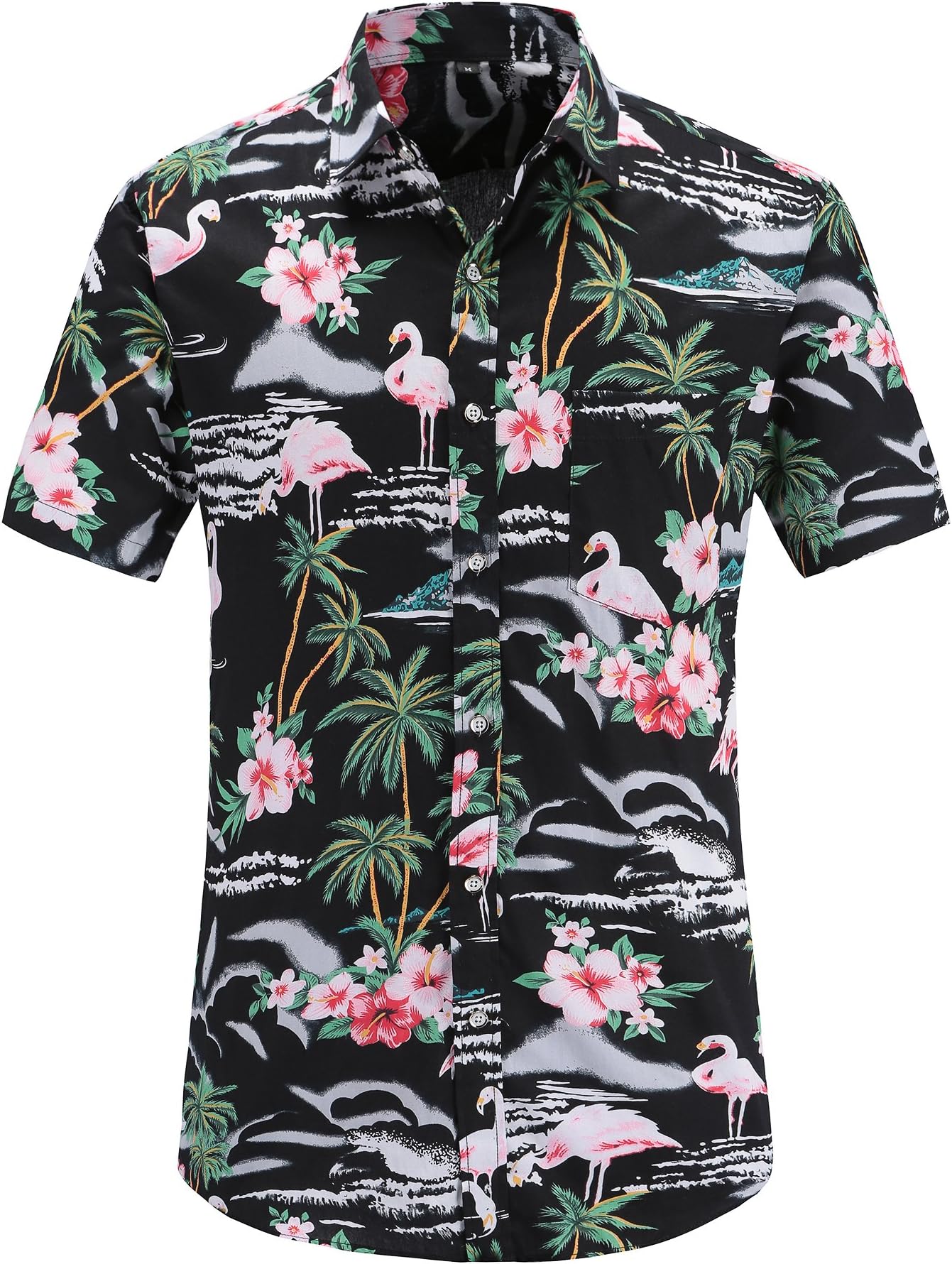 JEETOO Men's Hawaiian Style Short Sleeve Summer Casual Shirt