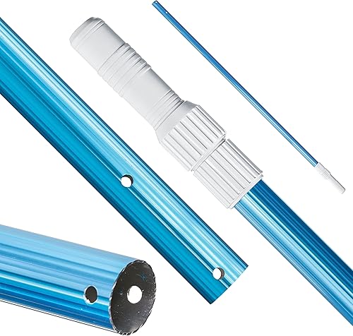 U.S. Pool Supply Poste telescópico profesional de aluminio anodizado azul de 8 pies, ajustable de 2 piezas, escalón expandible  Conecta redes de