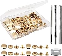 Vista 8 de Raydodo Juego de 12 cierres de corchete de cuero, kit de botones de metal de 15 mm, broches de presión con 4 herramientas de instalación, remaches