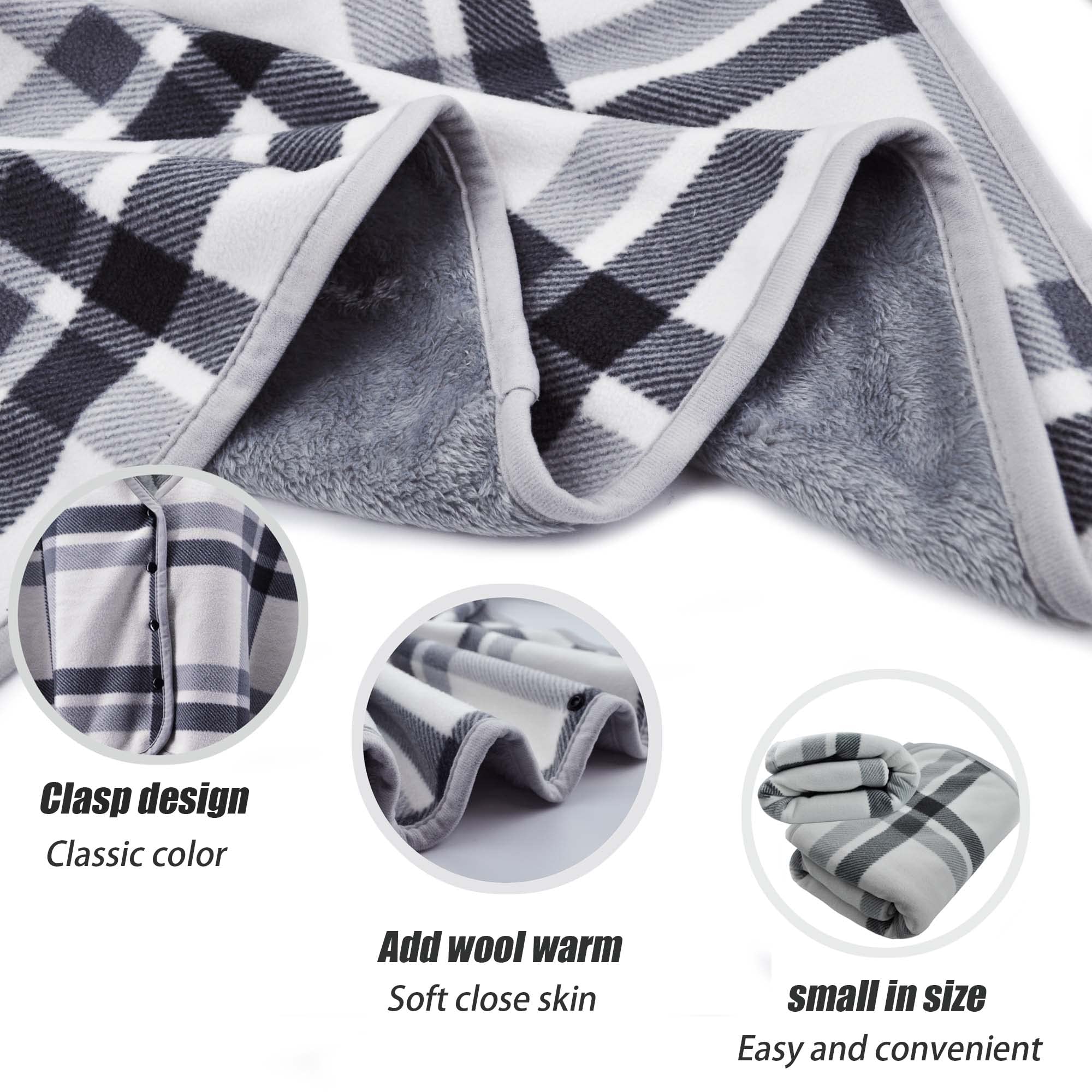 beifon Poncho Châle Femme Écharpe Cape Épaissie Elégant Chaud Hiver Foulard Chaud Ouverture Plaid Imprimé Pull Manteau Poncho Tartan Style avec Boutons Couverture à Carreaux Cadeau de Noël