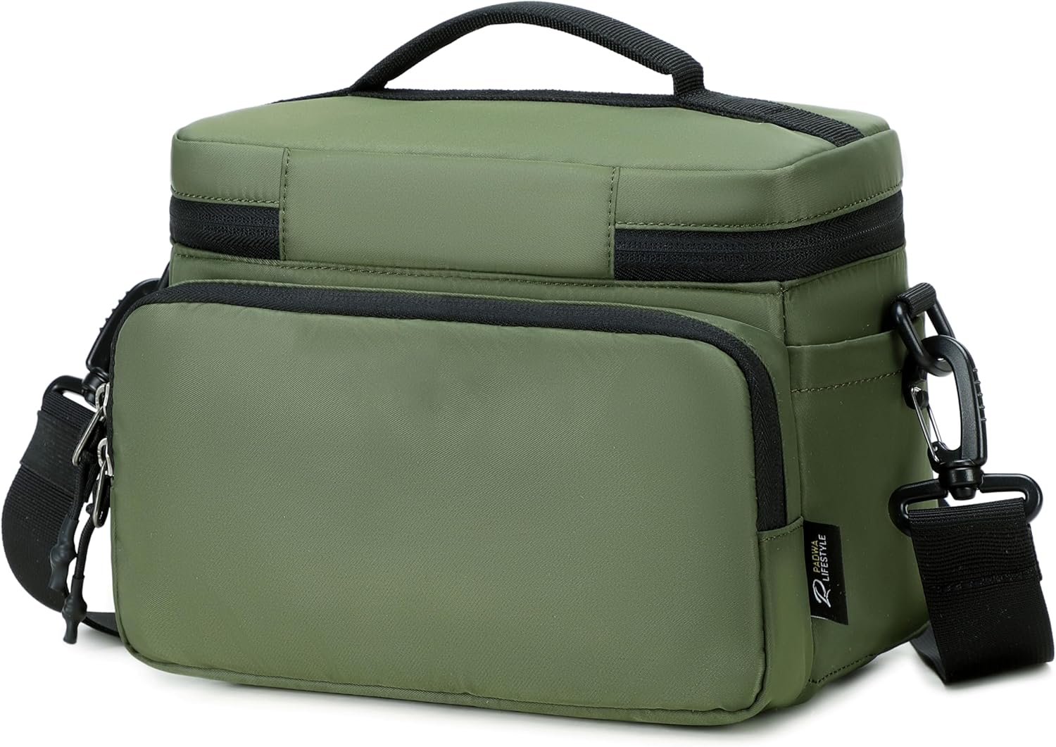 Padwa Lifestyle Green Small Portable Camera Bag - Compact Nylon Camera Photography Bag Weather Resistant with Lens Compartment,Casual Camera Bag for Small Digital,SLR,Mirrorless Cameras