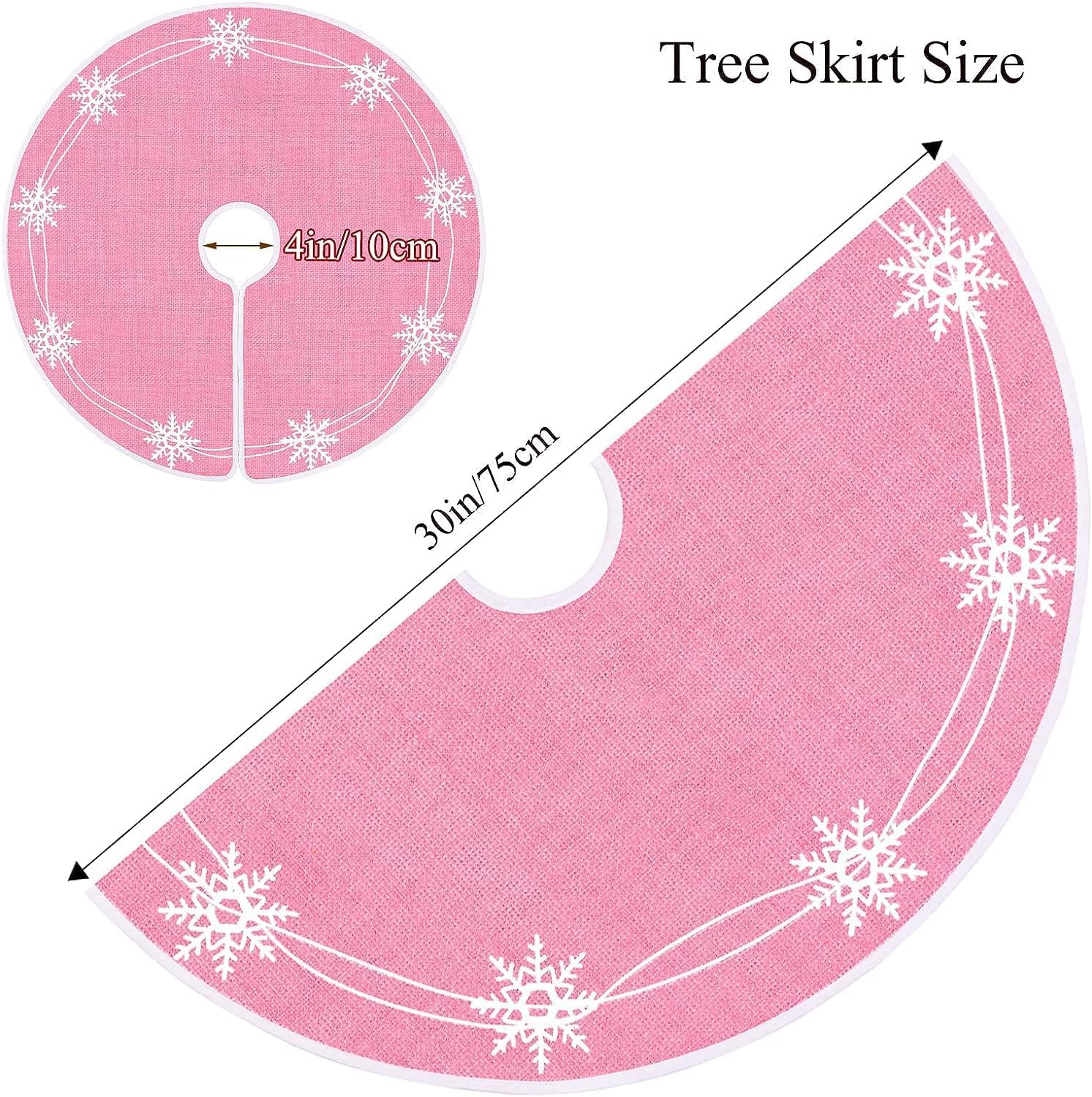 N&T NIETING - Falda de árbol de Navidad de 75 cm con copo de nieve rosa en yute - Decoración para Navidad