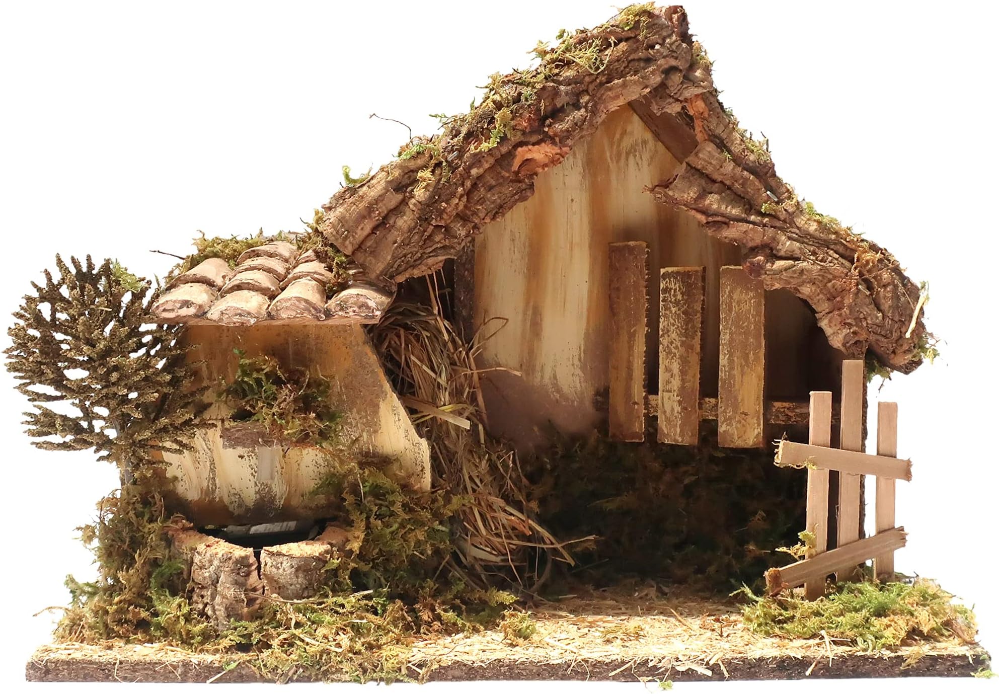 Fontaine Miniature En Liège Pour Crèche - 13x13x13 Cm, Neuve
