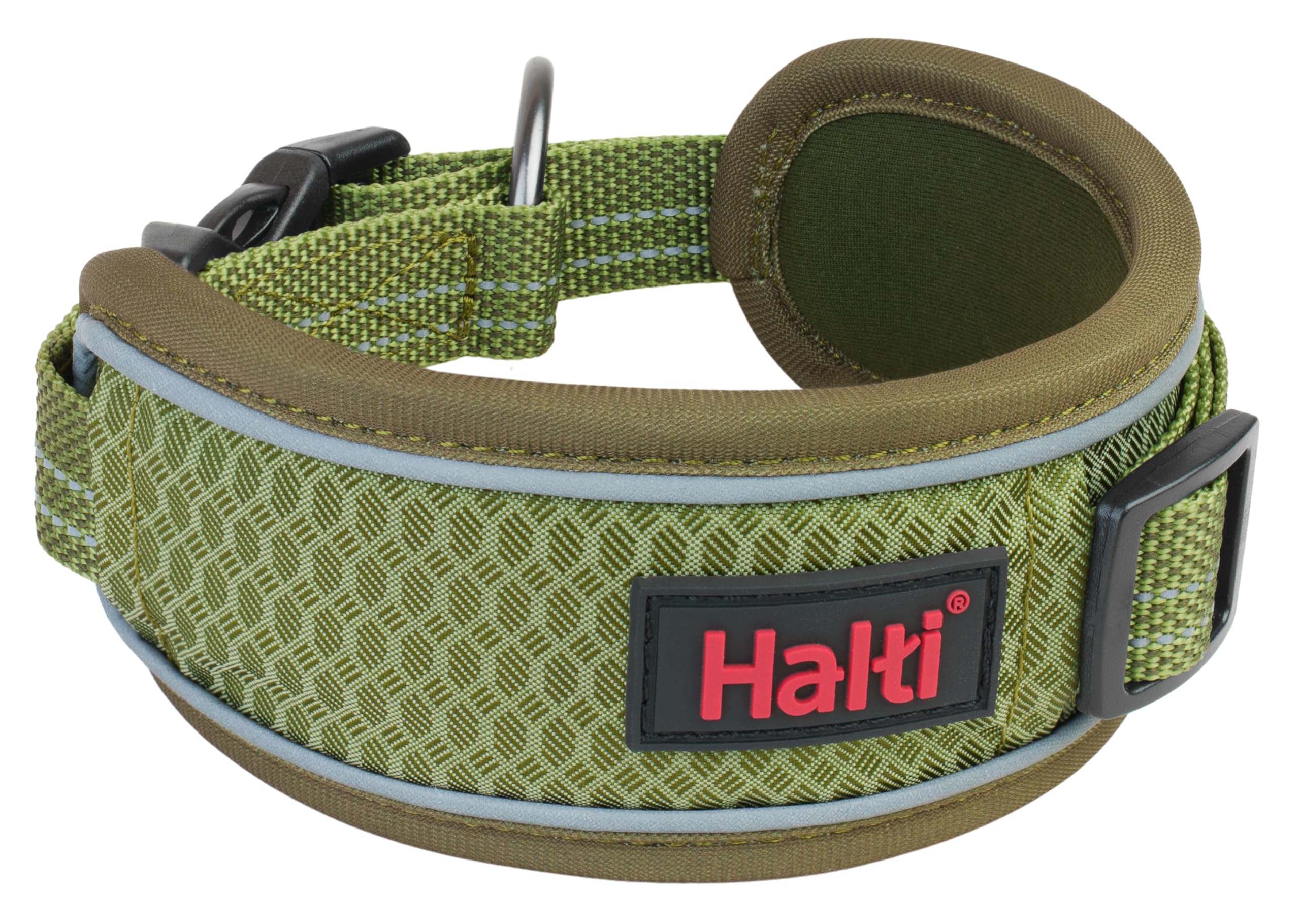 Halti Anatomy Dog Collar - Wide Design Collar for Pressure Relief, Soft and Neoprene Padded, Reflective and Adjustable, Matching Lead & Harness, Suitable for Medium Dogs (Size M, Green)