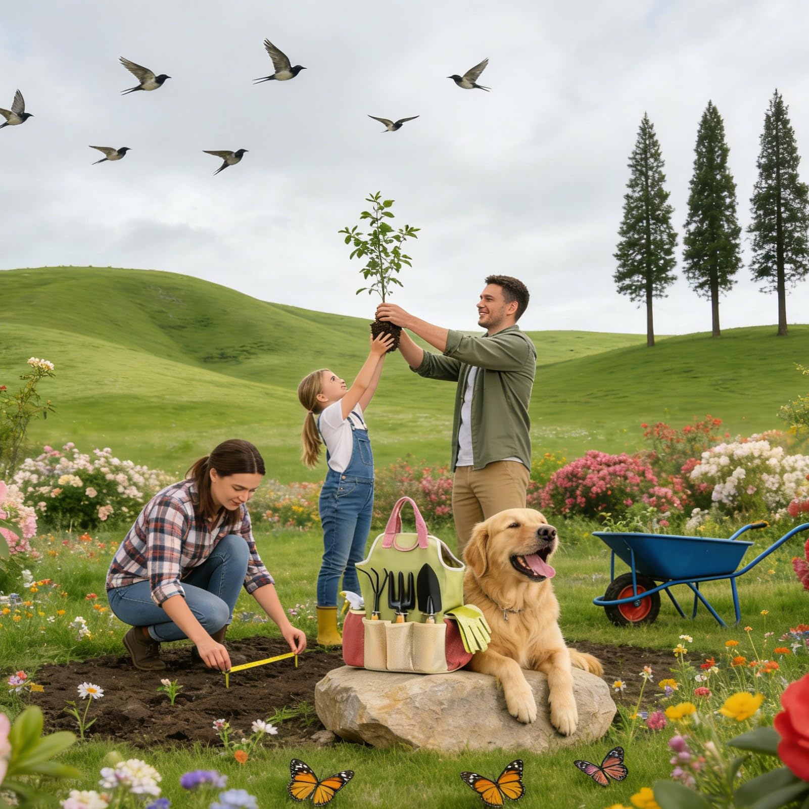 Kit de Herramientas de Jardinería Equipo de Plantación de 9 Piezas | Herramientas Portátiles De Desmalezar Para Jardín Exterior Invernadero Césped Patio Poda Recorte Escarda Excavación Corte