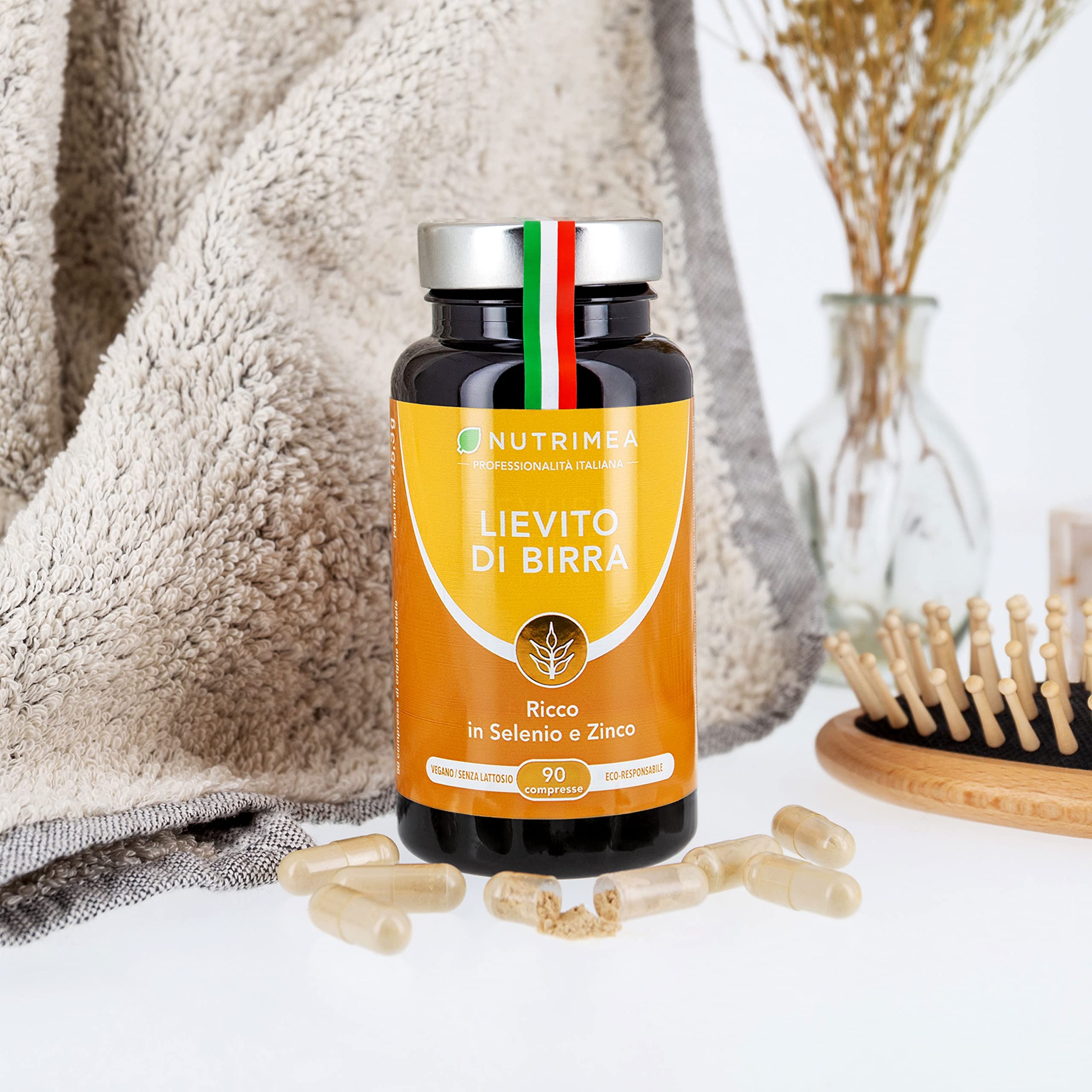Lievito Di Birra | 1200 Mg | Per Capelli, Unghie E Benessere Della Pelle | Formula Con Selenio e Citrato Di Zinco | 90 Capsule | Nutrimea