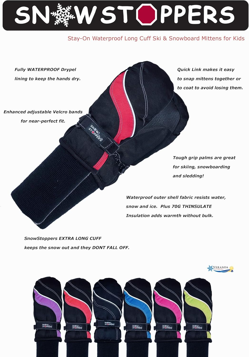 SnowStoppers Kid's Waterproof Ski & Snowboard Winter Mittens : Clothing, Shoes & Jewelry