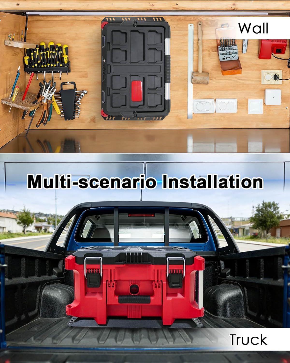 Mounting Plate Compatible with Milwaukee Packout Toolbox, Steel Mounting Base Wall or Floor Mount for Tool Storage and Organization (Full Plate)