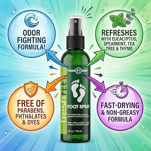 Miniatura 2 de Fresh Feet Spray para pies malolientes para pies, botas y olor a zapatos, 4 onzas, fabricado sin parabenos, tintes, sulfatos o alcohol por Fresh Body