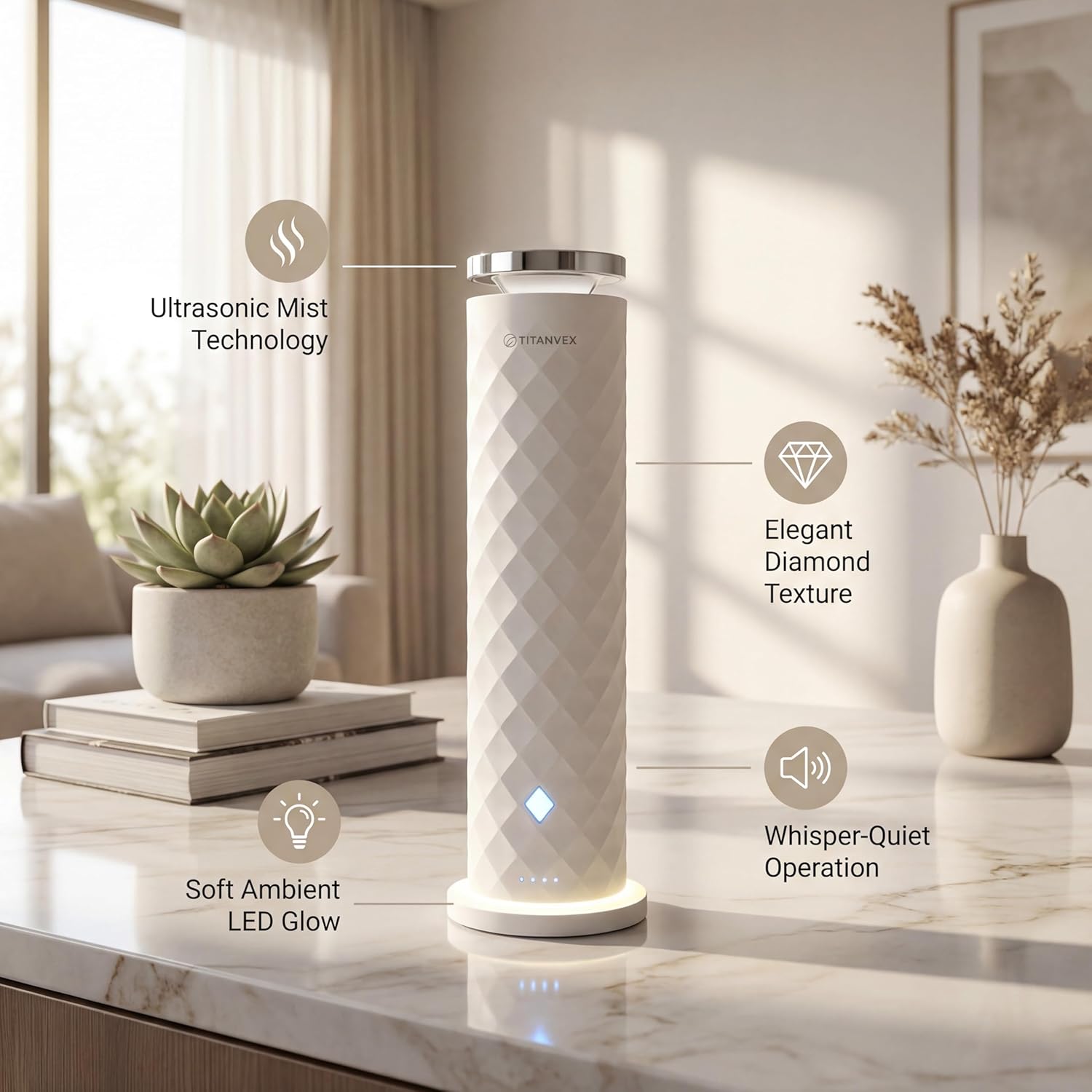 Essential Oil Diffuser Bundle - Cordless Waterless Diffuser for Home, Office, Car, Bathroom USB Rechargeable Remote Control Portable Nebulizer Aromatherapy Diffusers 1,100Sq. Ft. (White)