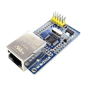W5500 Ethernet Module TCP/IP Network Module with RJ45 Port, SPI Interface, Compatible with Arduino, ESP32, ESP8266, 5V/3.3V Microcontrollers, IoT Projects, 1 Piece