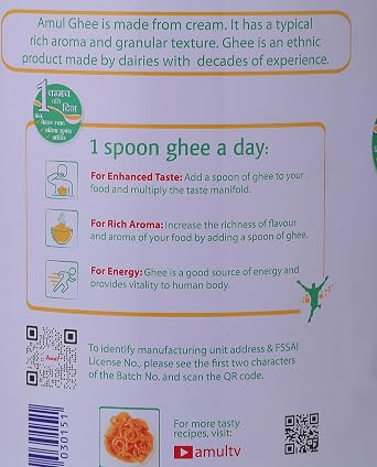 Amul Pure Ghee Clarified Butter, 2 Pound