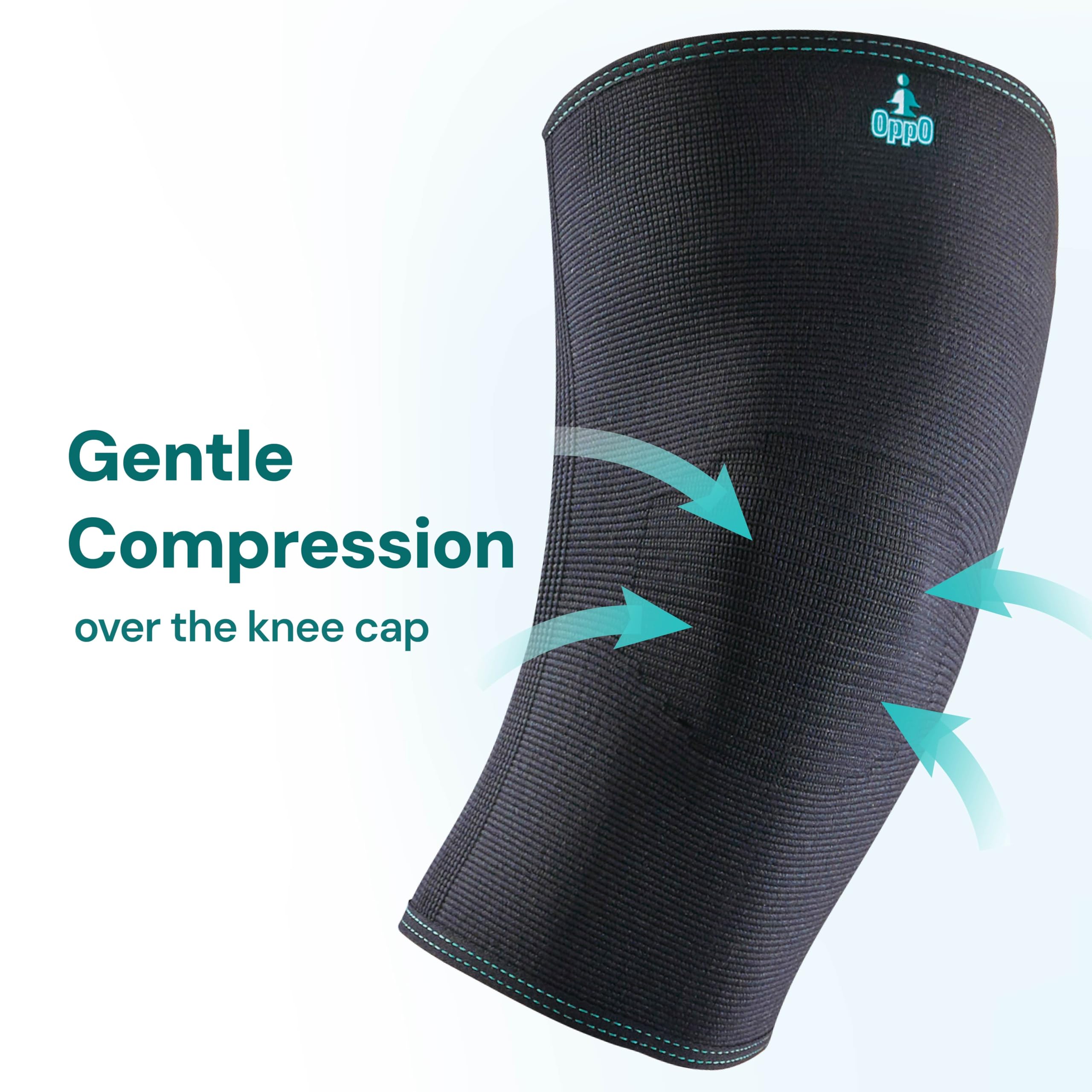 OPPO RK200 Knee Compression Sleeve - Premium Knee Brace for Men and Women - for Daily Activities, Tennis, Running, Hiking, Workout, Basketball (Black, Large, 1 Pack)