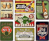 7 Vintage Metal Bar Signs for Man Cave Home Bar Wall Decor - Retro Pub Tin Signs Set 8x12 Inch Rustic Beer Gifts for Men