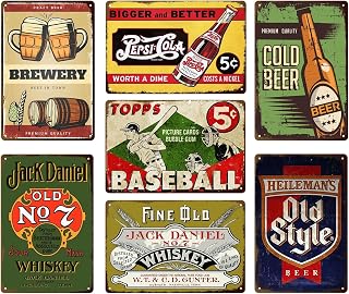 7 Vintage Metal Bar Signs for Man Cave Home Bar Wall Decor - Retro Pub Tin Signs Set 8x12 Inch Rustic Beer Gifts for Men