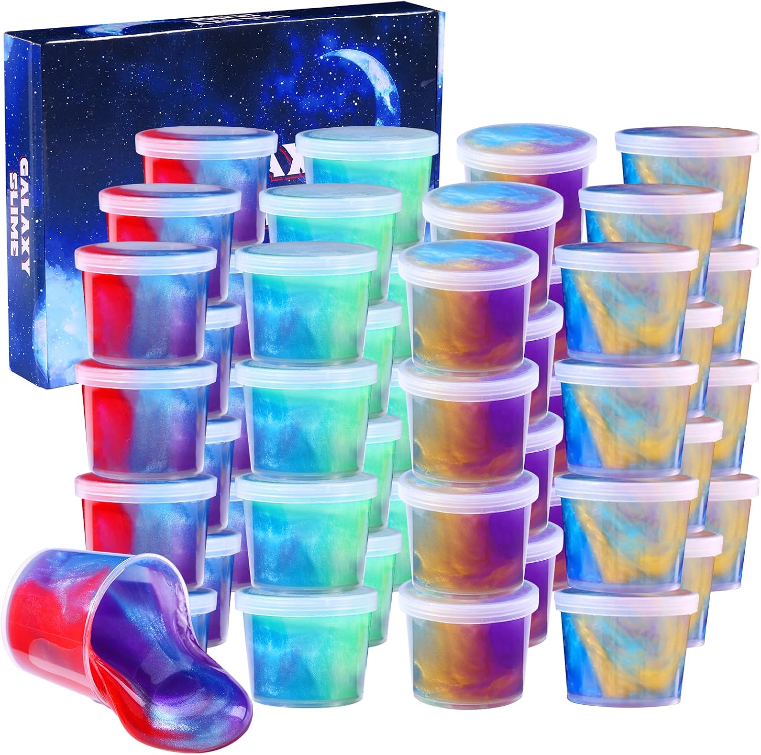 Galaxy Slime 24pack, Party Favors, DIY Stress Relief Putty Toy, Birthday Halloween Christmas Stocking Stuffers, Classroom Reward for Girls and Boys