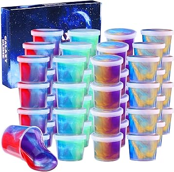 Galaxy Slime 24pack, Party Favors, DIY Stress Relief Putty Toy, Birthday Halloween Christmas Stocking Stuffers, Classroom Reward for Girls and Boys