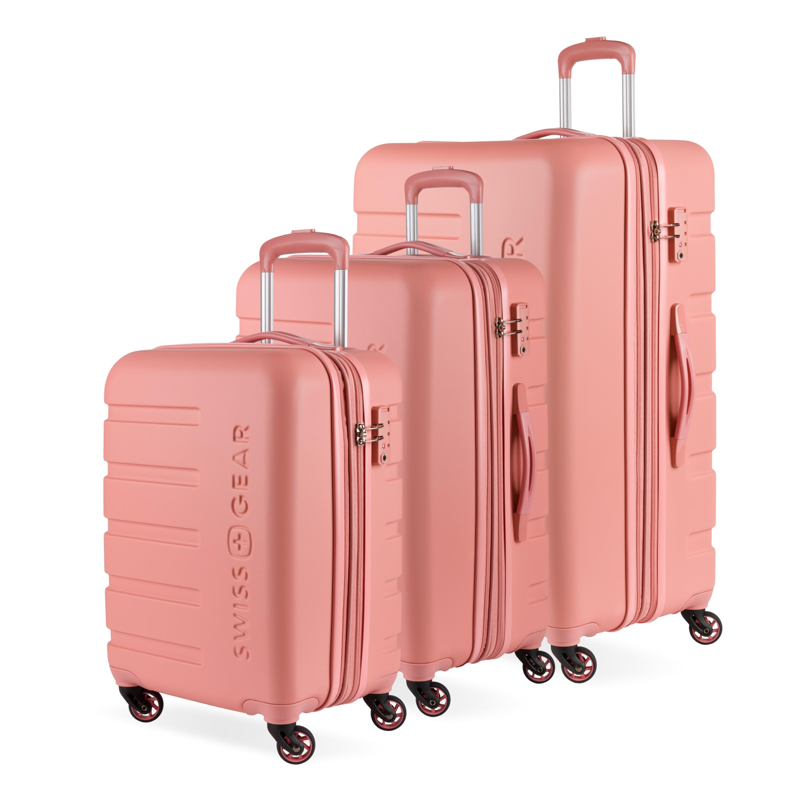SwissGear 7366 Signature Hardside Expandable Luggage with Spinner Wheels, TSA Lock, Cup-Holder, Coral Almond, 3-Piece Set (19/23/27)