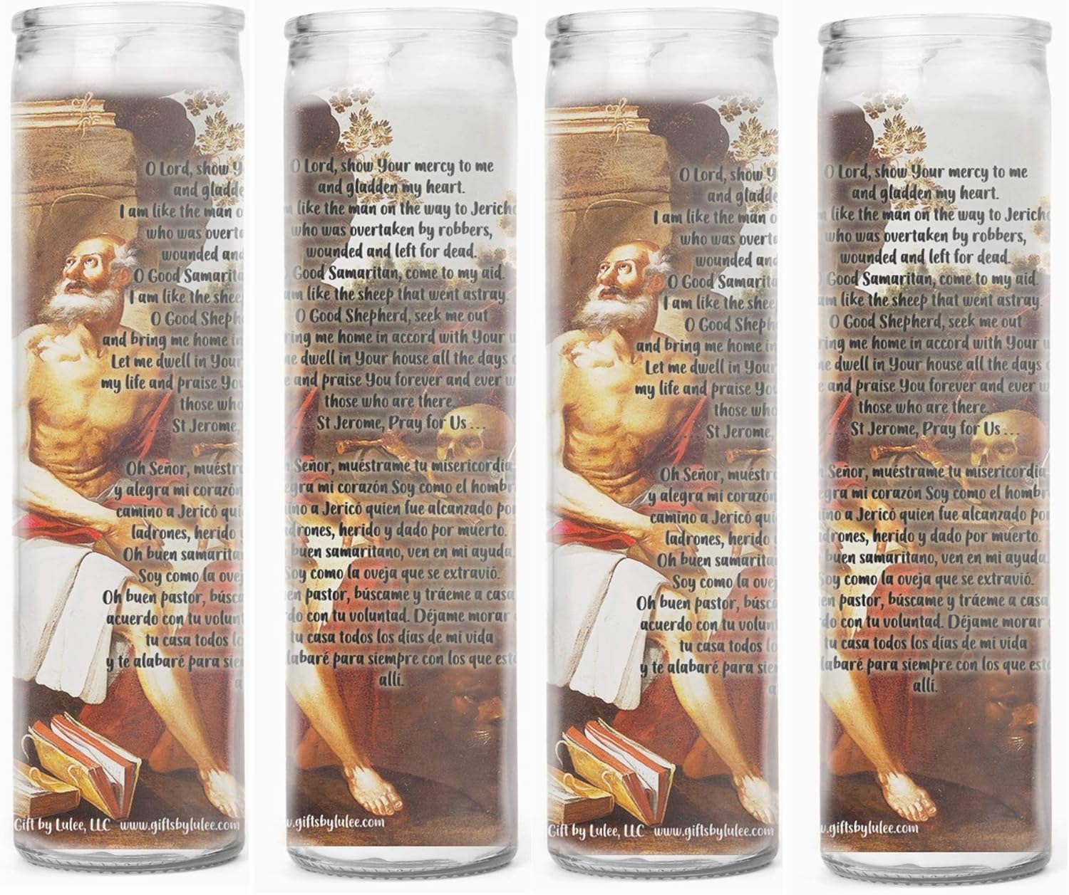 St. Saint Jerome San Jeronimo Patron Saint of Librarians Libraries Archivists Translators encyclopedists Set of 2 or 4 Candles (4 Candles)
