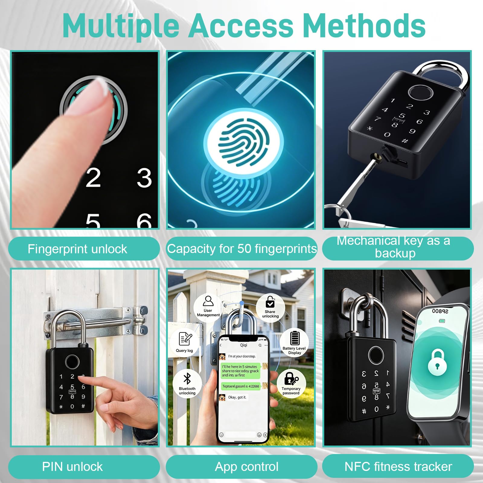 Cadenas intelligent IP67 : empreinte, code, appli, clé. Résiste aux intempéries. Idéal pour casier, cave, porte jardin, armoire. Sécurisé et polyvalent.