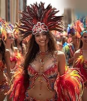 Vista 25 de HOMELEX Tocado de plumas negras para mujer, accesorios de carnaval caribeño