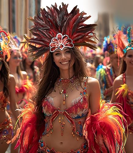 Miniatura 5 de HOMELEX Tocado de plumas negras para mujer, accesorios de carnaval caribeño