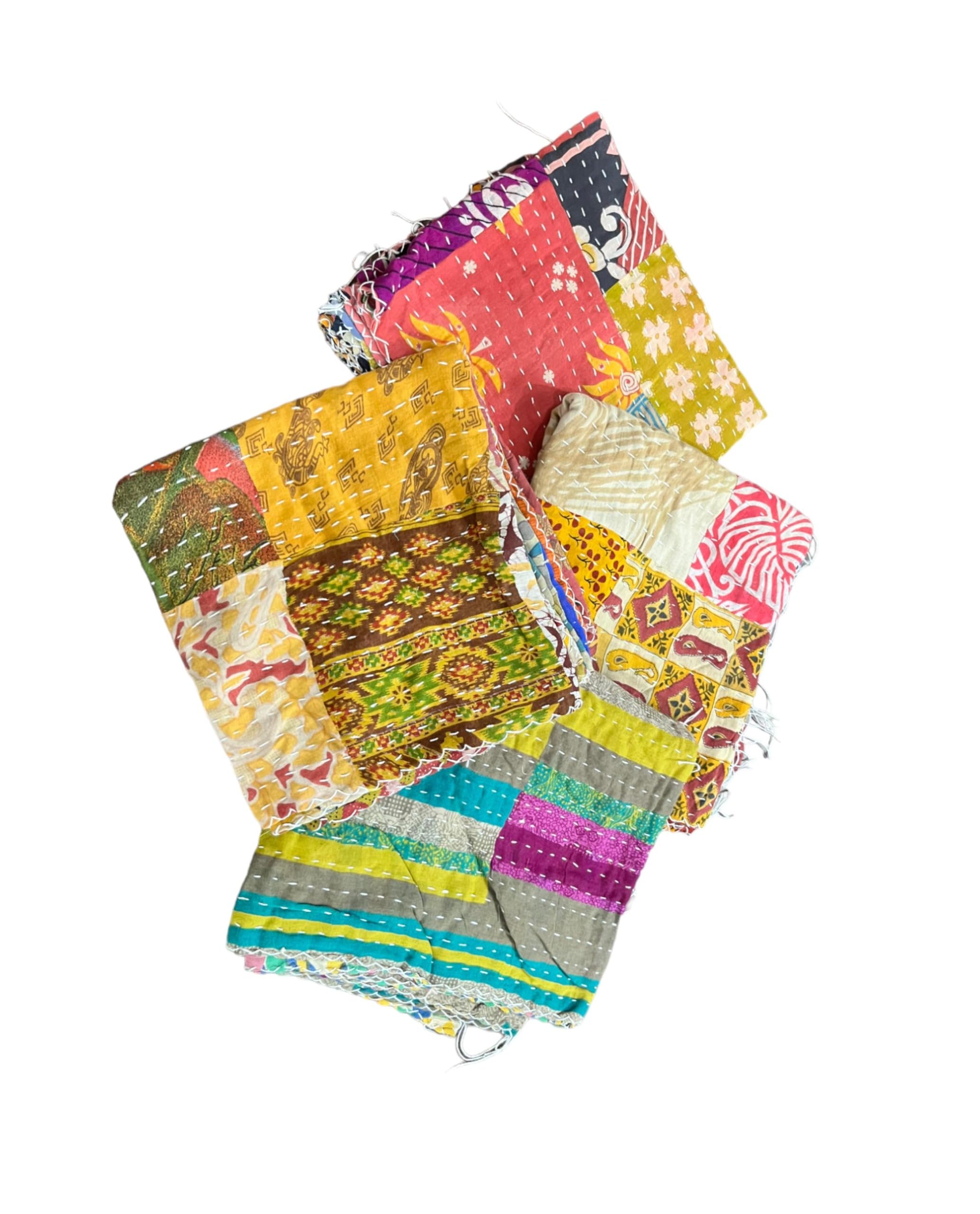 Pañuelos de algodón Kantha estilo vintage, 10 unidades