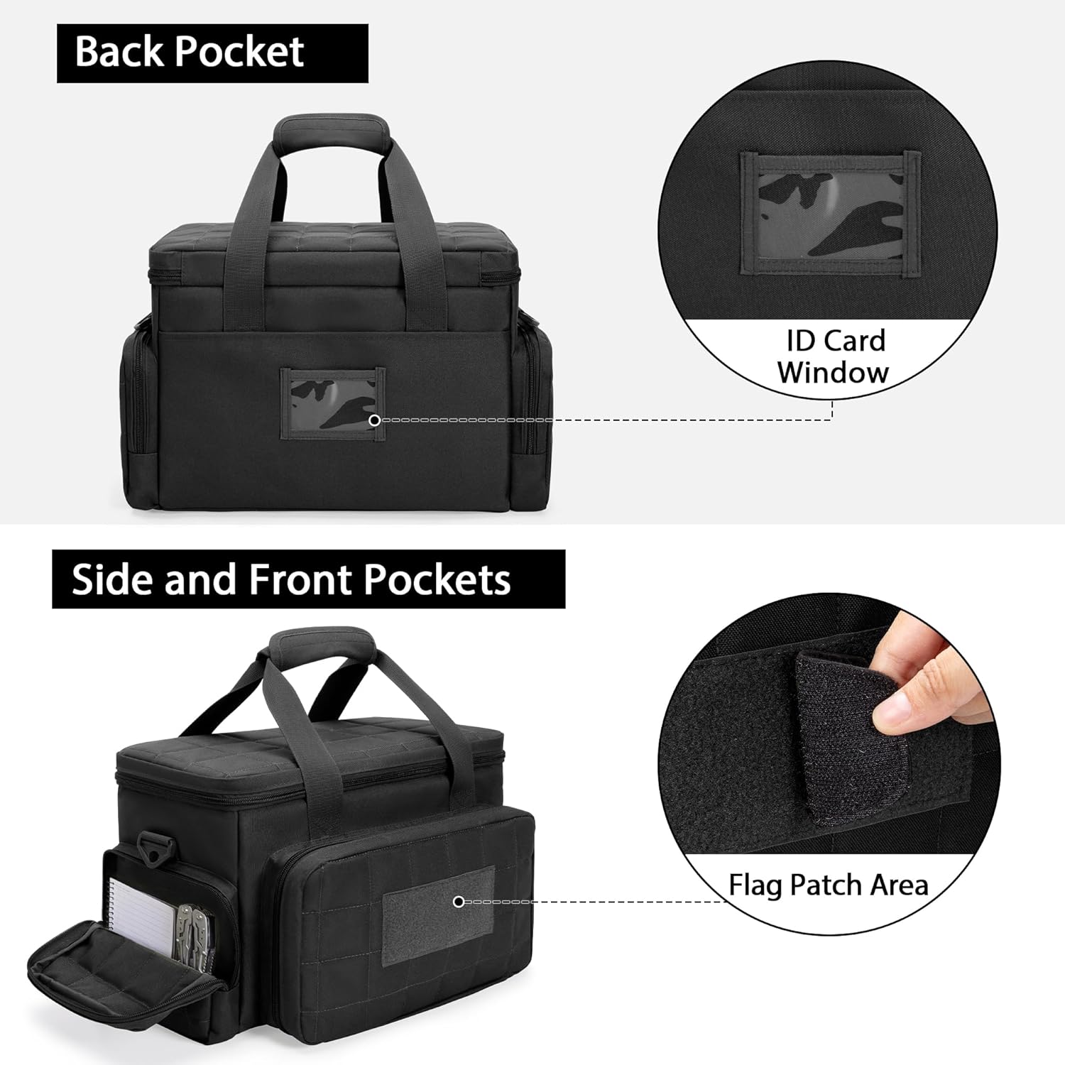 Gun Range Bags for 4 Handguns and Ammo, Tactical Pistol Case with 6X Magazine Slots, Soft Gun Carrying Bag for Men Shooting Gear Accessories with Padded Shoulder Strap Range Duffle Bags - Image 4