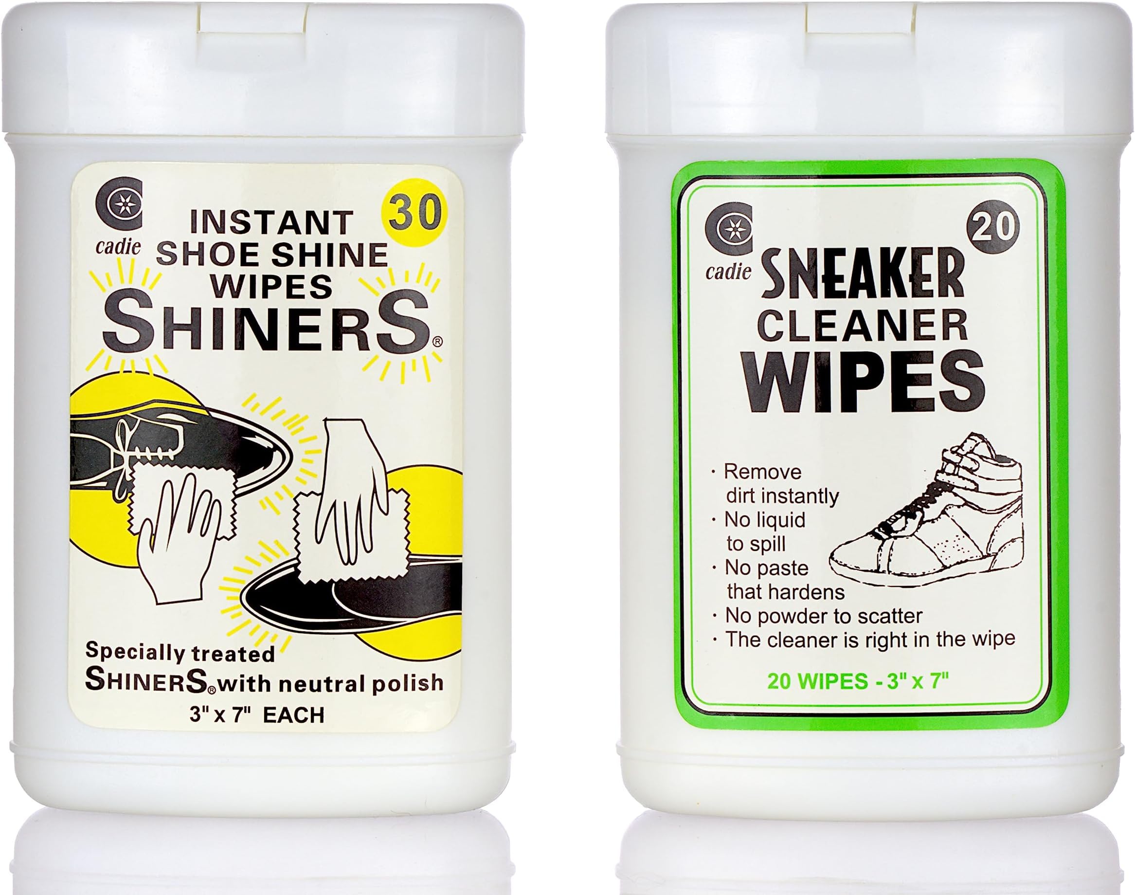 Cadie Twin Pack Wipes,Sneaker Cleaner 20 Wipes,Instant Shoe Shine 30 Wipes Shiners (1 PACK)