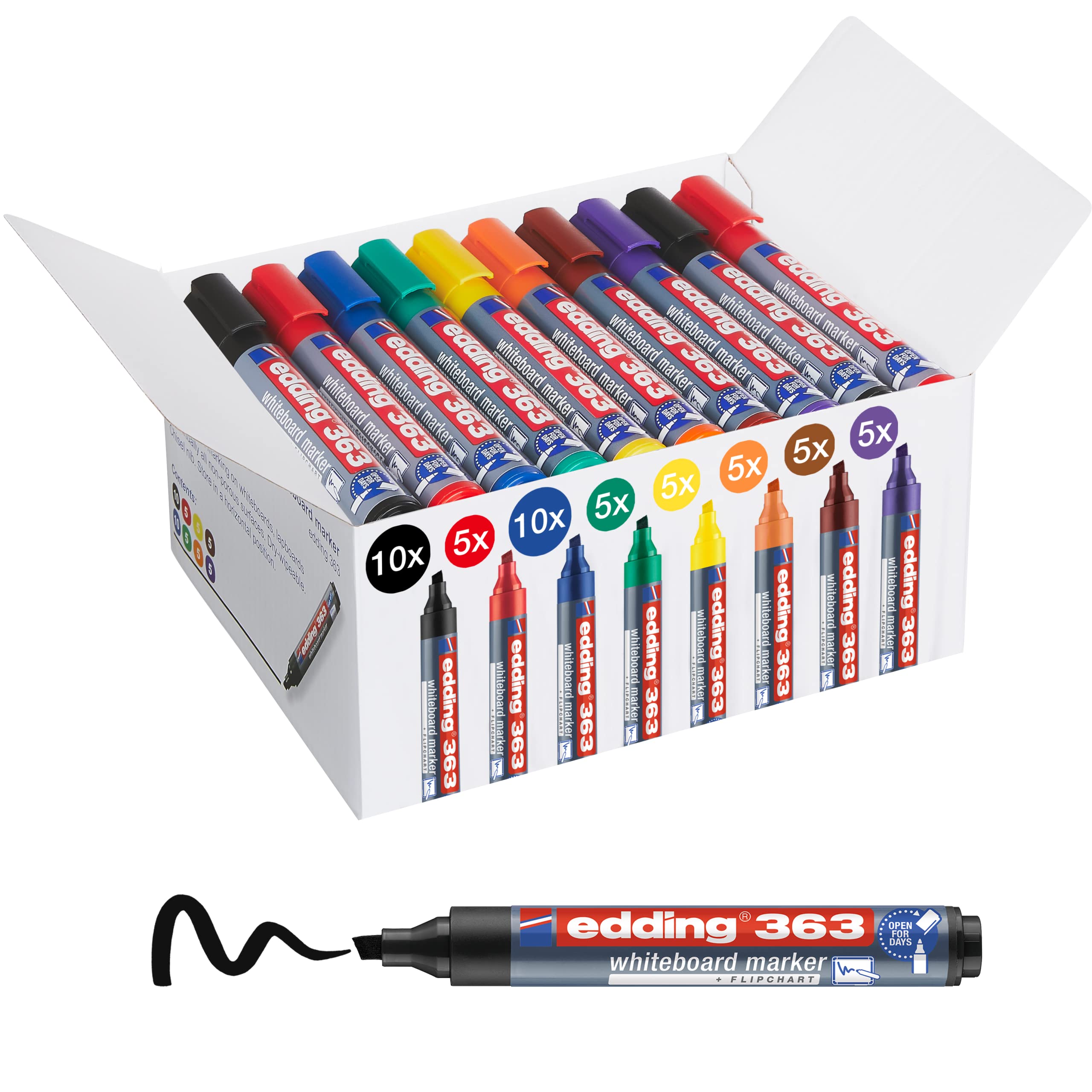 Edding Boardmarker 363 Whiteboard Markers Assorted Pack of 50 4-CP49