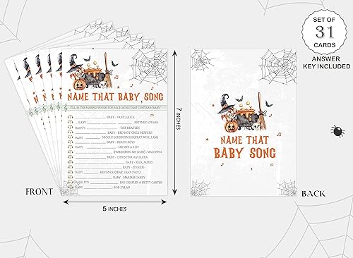 Miniatura 2 de Juego de canción de Halloween con nombre de esa canción, juego de Halloween para baby shower, decoraciones de baby shower, suministros de fiesta de