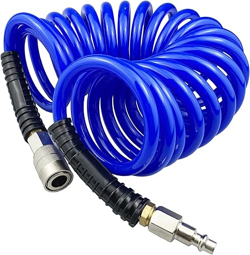 Darnassus Manguera de aire de retroceso de poliuretano, manguera de compresor de aire con accesorios giratorios de 14 pulgadas, para industrial,