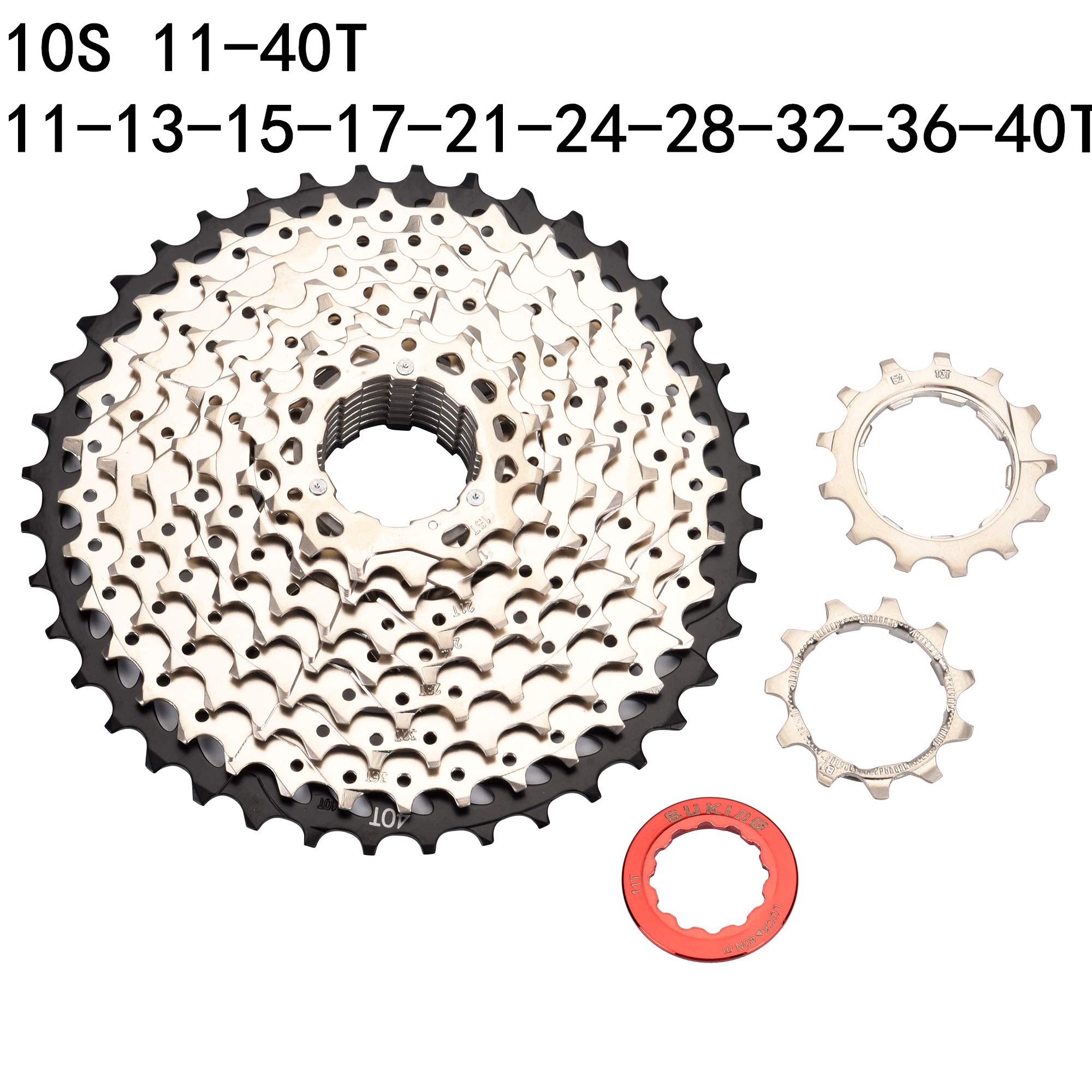 BESNIN Casete de Bicicleta de 10 Velocidades, Cassette 10V 11-25T 11-28T 11-32T 11-36T 11-40T 11-42T Piñones de Bicicleta de Carretera y MTB