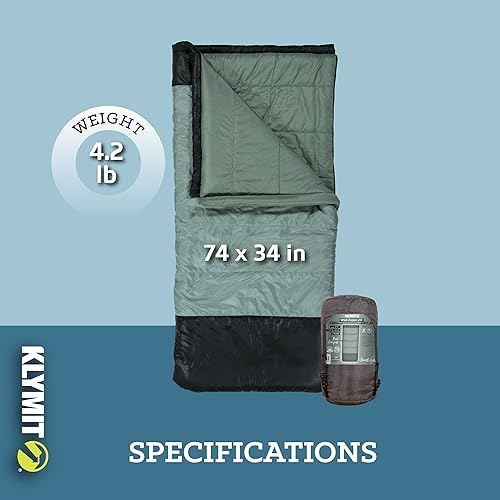 Miniatura 4 de Klymit Wild Aspen - Saco de dormir rectangular ligero, saco de dormir de 20 F para campamento, senderismo y mochilero en clima frío, color verde