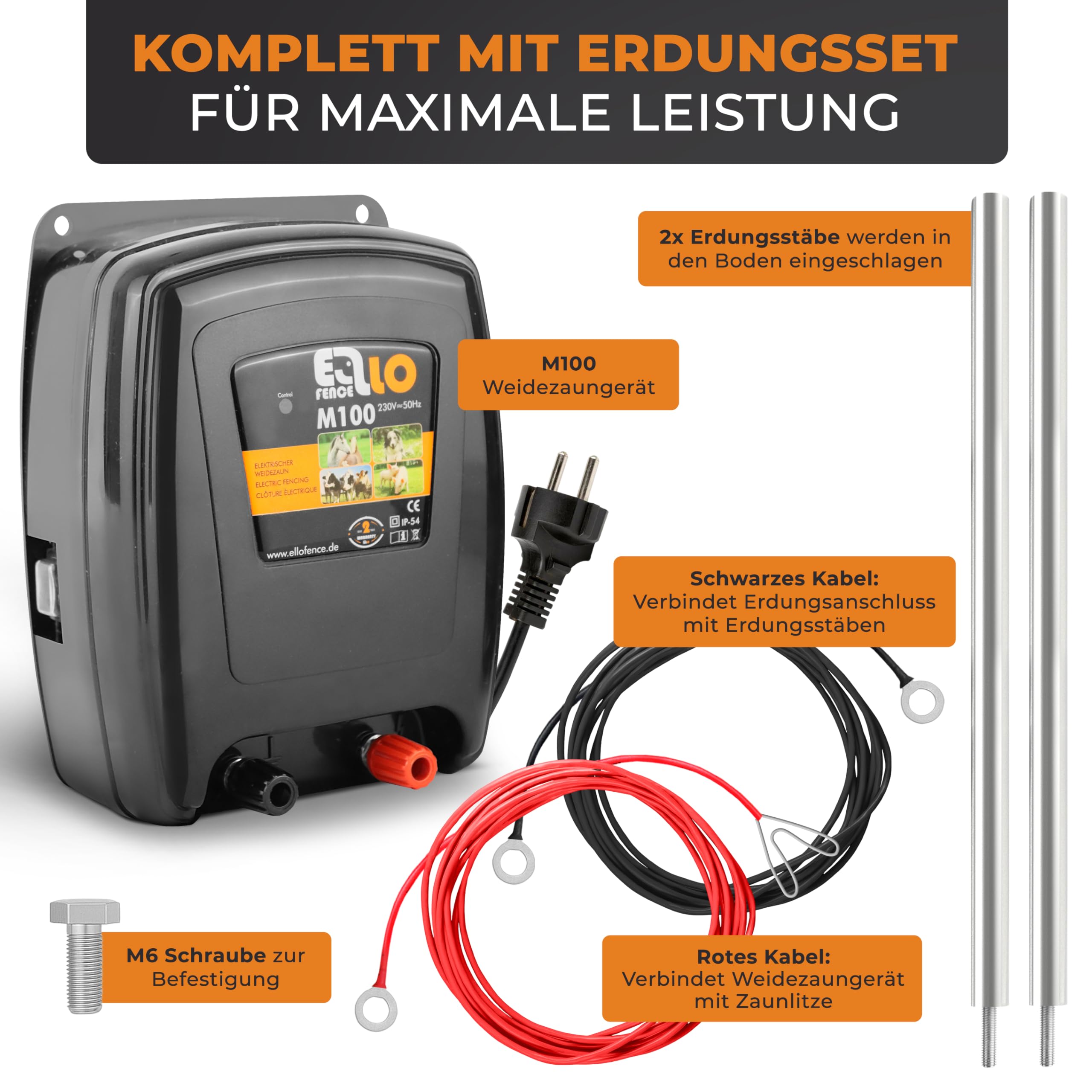 Weidezaungerät 230V M100 | Extra Starkes & leises Elektrozaungerät