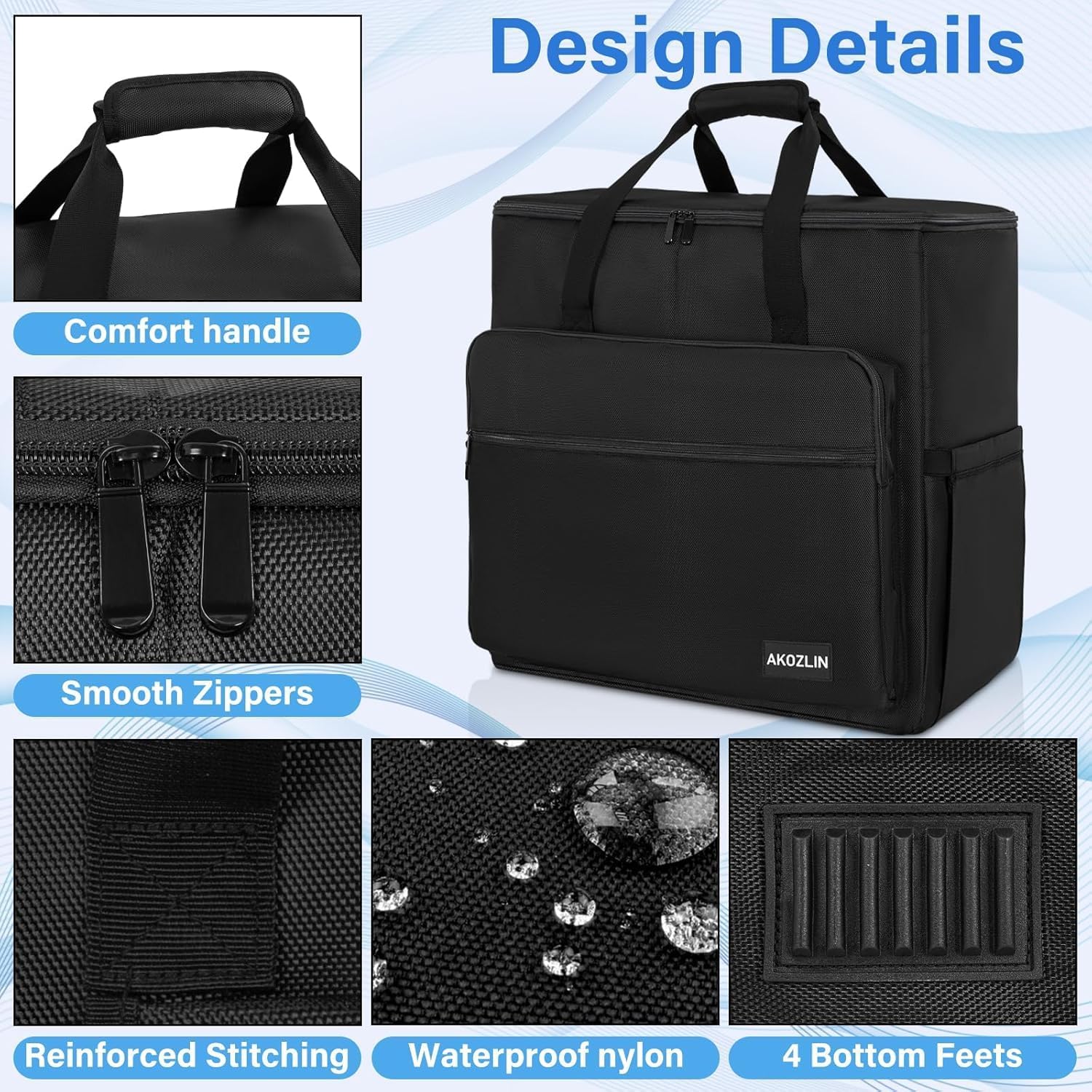 AKOZLIN Rolling PC Carrying Case Desktop Gaming PC Tower Travel Case with Wheels for Computer, Keyboard, Cable and Mouse Black