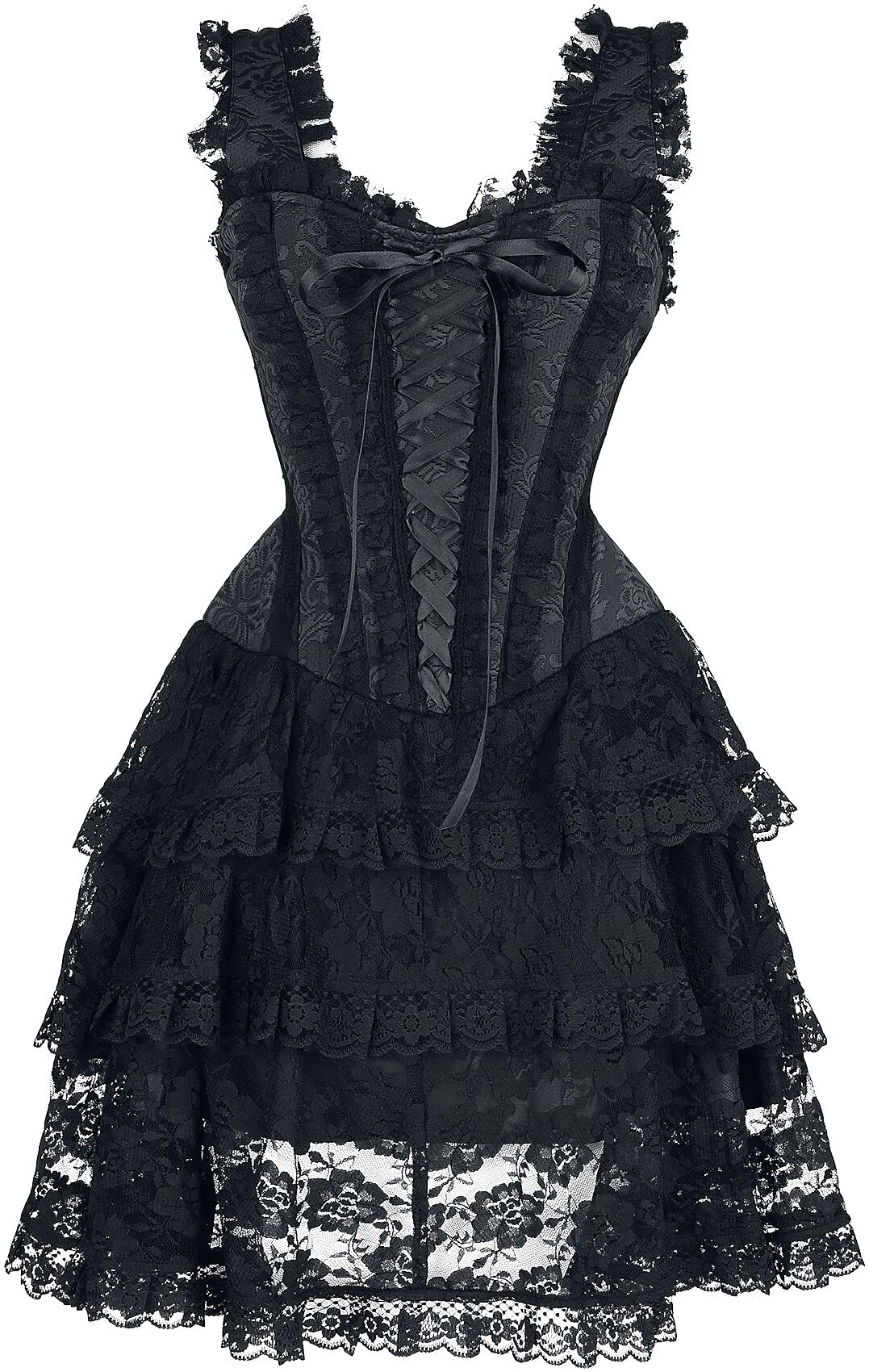 Gothicana by EMP Damen schwarzes kurzes Korsagen-Kleid mit Spitze