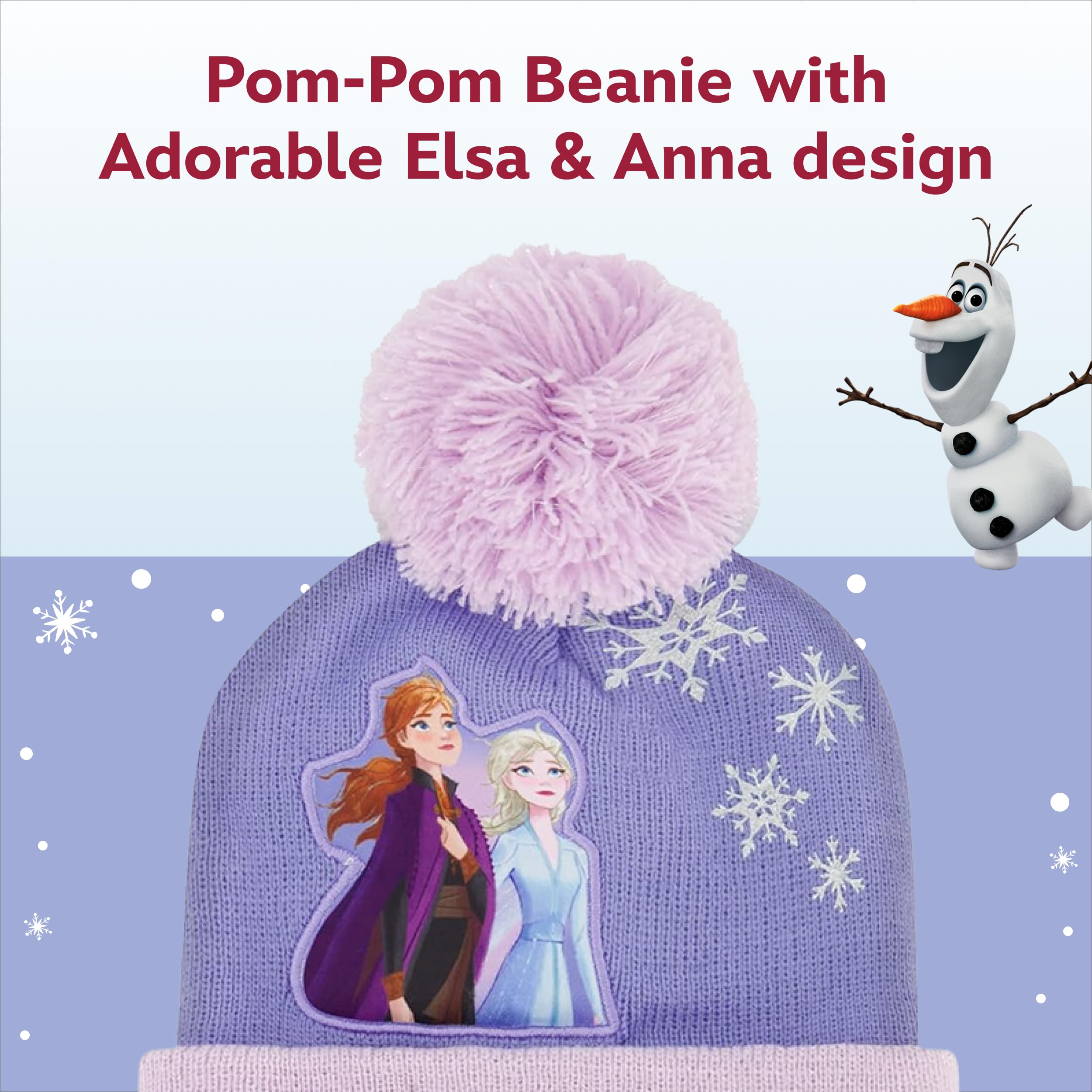 Disney Girls' Frozen Winter Hat and Kids Gloves Set, Elsa and Anna Beanie for Ages 4-7