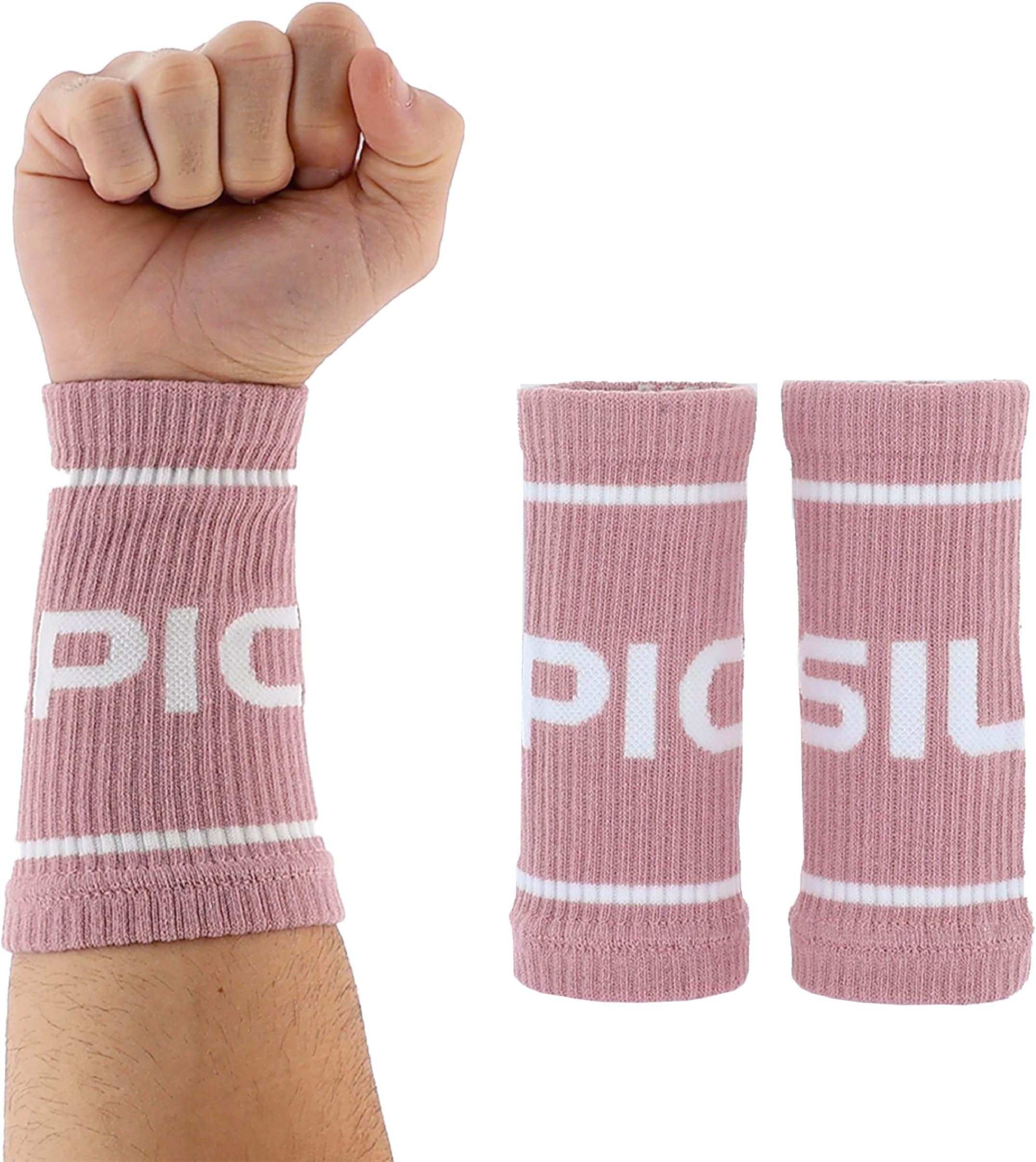 PICSIL Cotton Wrist Sweatbands, Absorbent and Stretchable Wrist Bands for Working Out, Wrist Sweat Bands for Fitness and Tennis, Anti Chafing Wristbands for Men and Women, 1 Pair