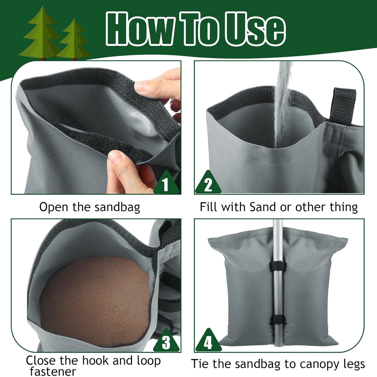 Woanger Extra Large Canopy Weights 112 Lbs Gazebo Heavy Duty Tent Sand Bags Pop up Tent Weights for Outdoor Pop up Canopy, Canopies,Gazebo(Gray,10 Pcs)