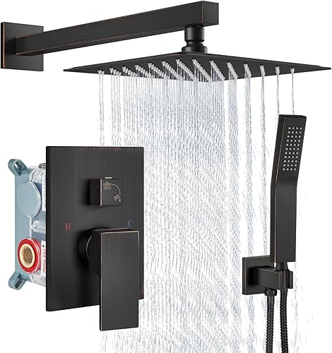 Miniatura 83 de Aolemi Sistema de ducha tipo lluvia de 12 pulgadas, cabezal de ducha cepillado Nikcel Combo Set con ducha de mano válvula de montaje en pared grifo