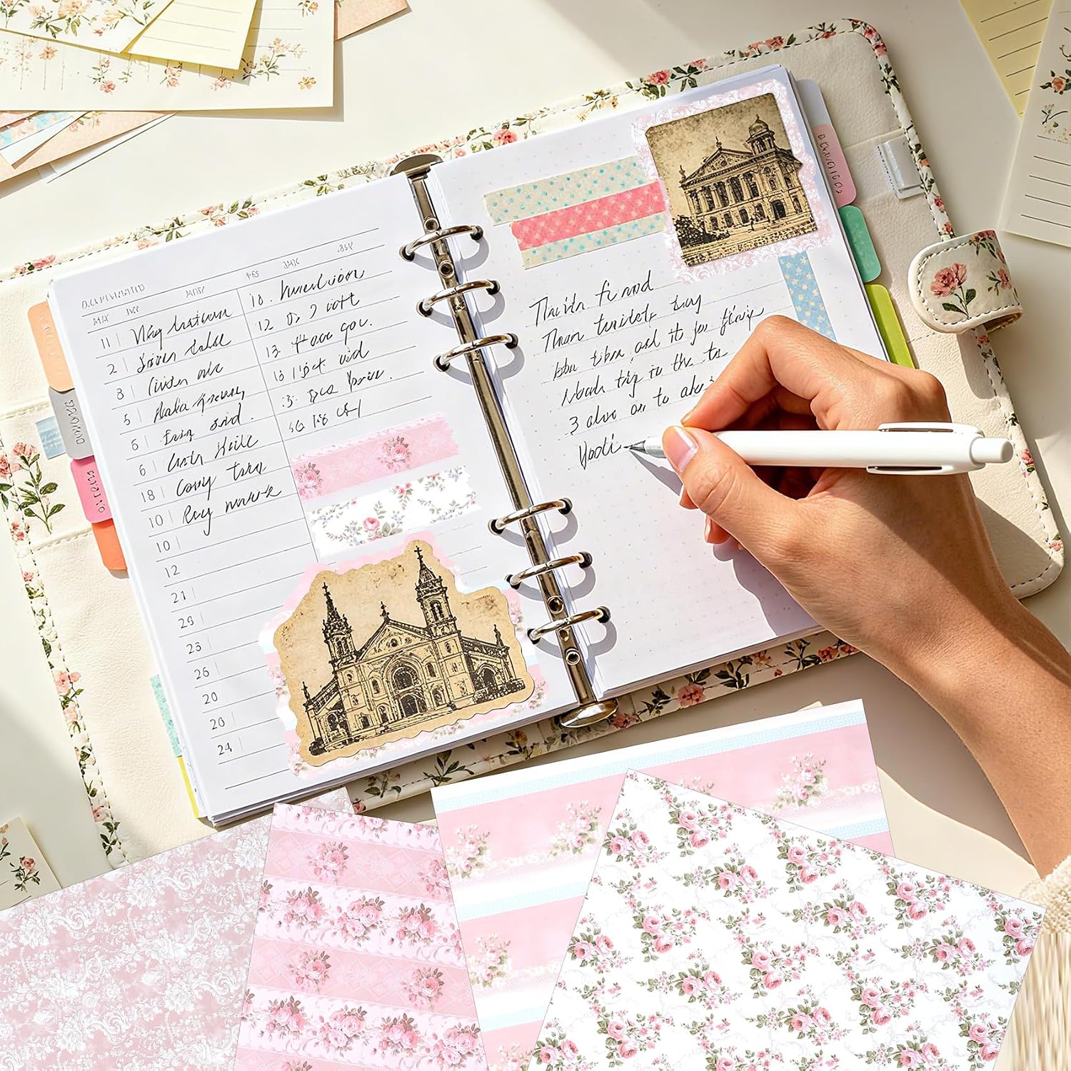 24 Sheets Scrapbook Paper 12x12 Inch Pink Floral Scrapbooking Paper Double-Sided Pattern Cardstock Papers Decorative Craft Papers for DIY Craft Card Making Photo Album Journal Decor Scrapbook Supplies