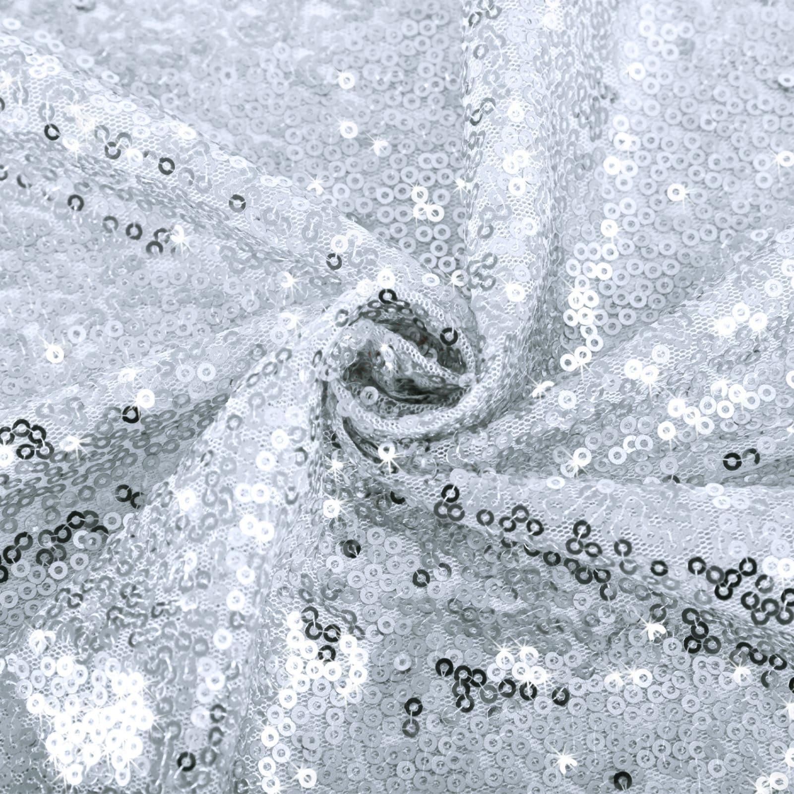 Lot de 2 rideaux à paillettes argentées pour décoration de fête de mariage 61 x 243 cm