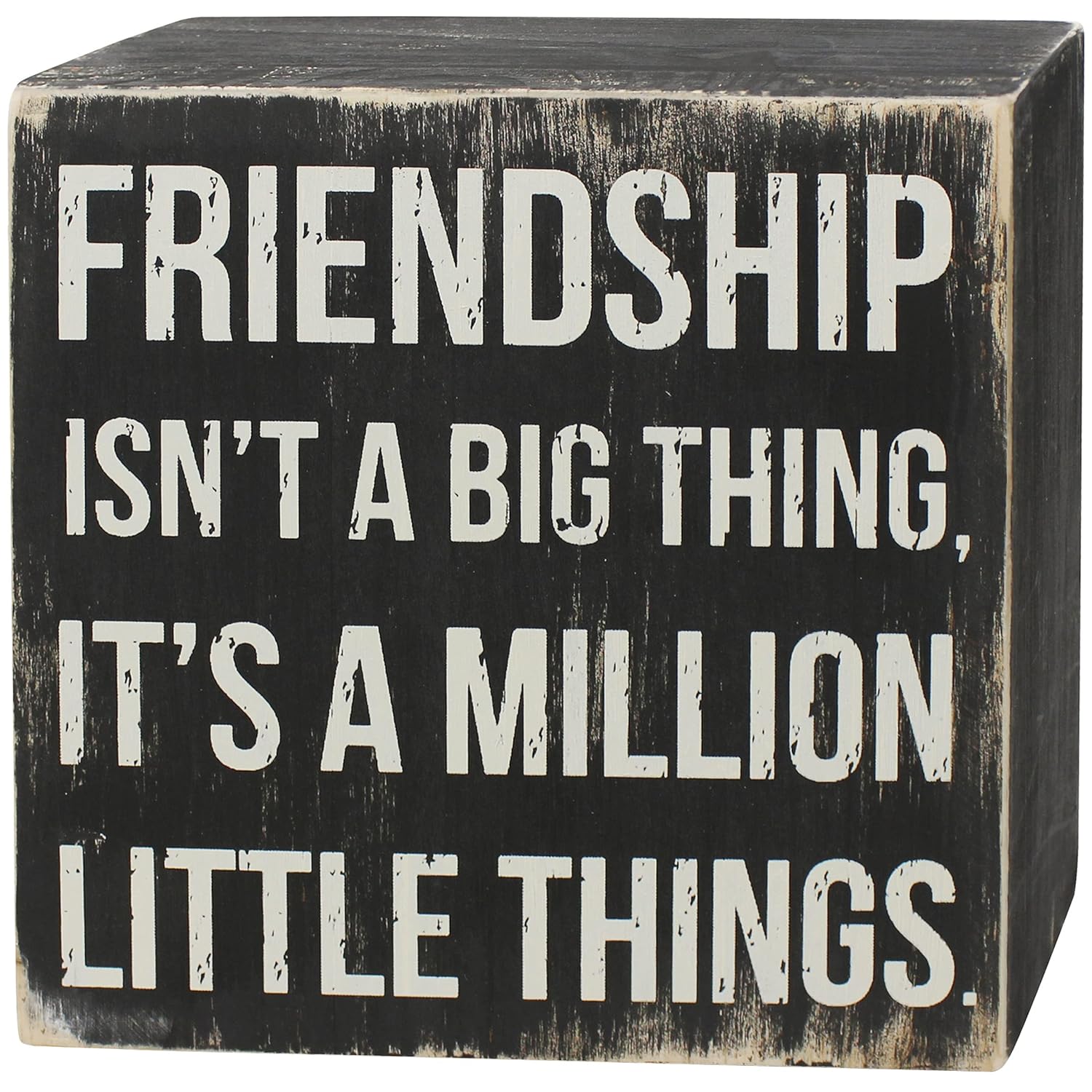 ARTGIFTHOU Farmhouse Distressed Wood Box Sign Vintage Signs Decor for Home Wall/Tabletop/Shelf/Office Decoration Art, Friendship Isn’t A Big Thing, It’s A Million Little Things