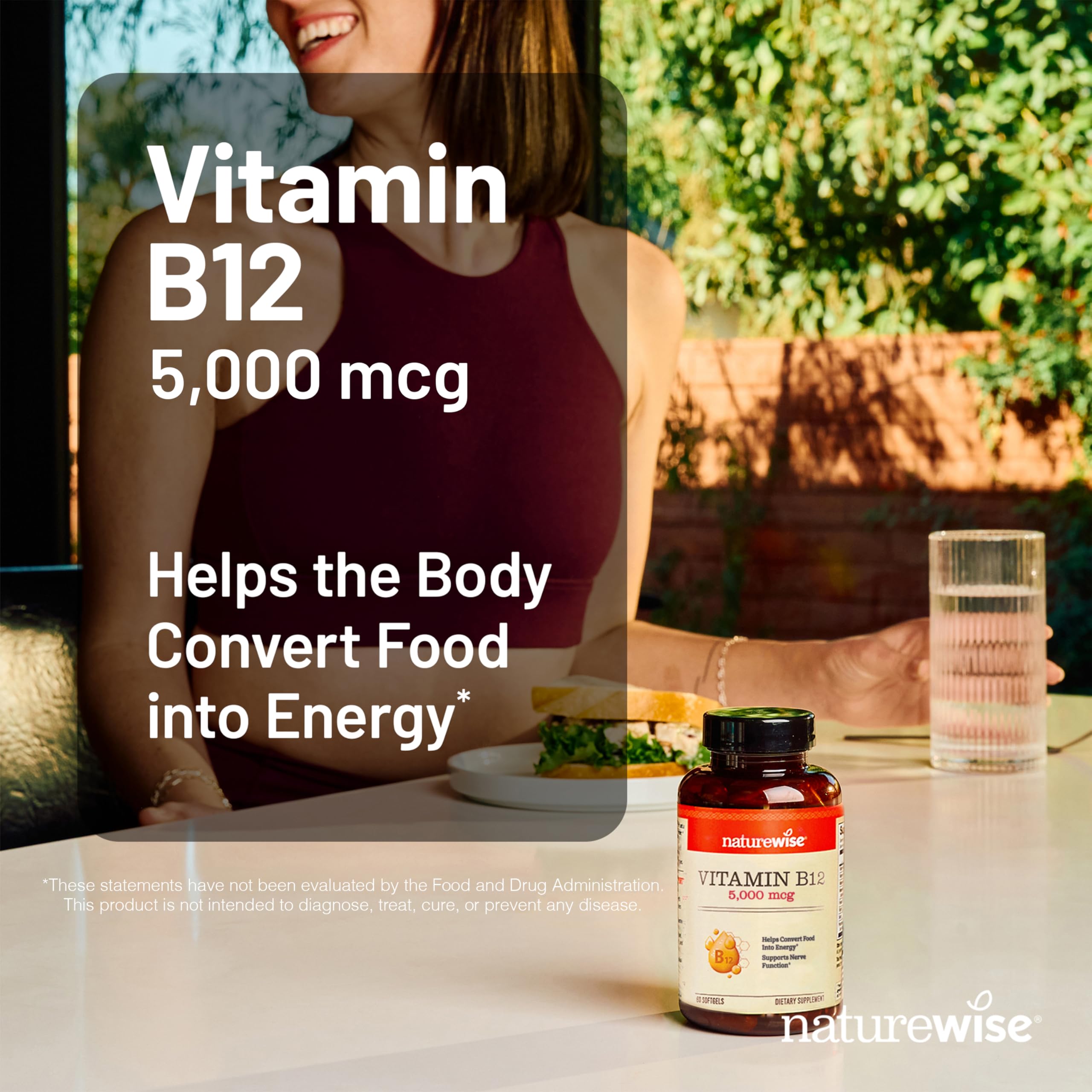 NatureWise Vitamin B12 5000 mcg - Extra Strength - Supplement for Supporting Energy Levels, Mental Clarity, Nervous System Health - Easy-to-Swallow, Soy and Gluten-Free, Non-GMO - 60 Softgels — Amazon image 4