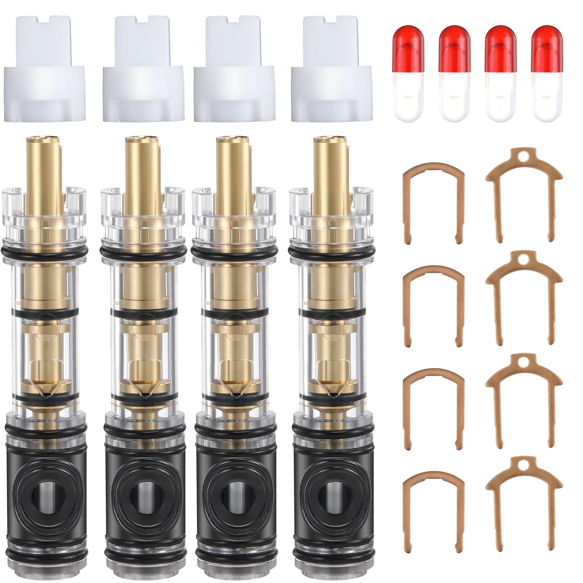 4 Pack Dual Seal Cartridge Replacement Compatible with Moen 1225 1225B, One Handle Lavatory and Bathroom Faucet Cartridge Fits Single Handle Faucet/Showers, Brass