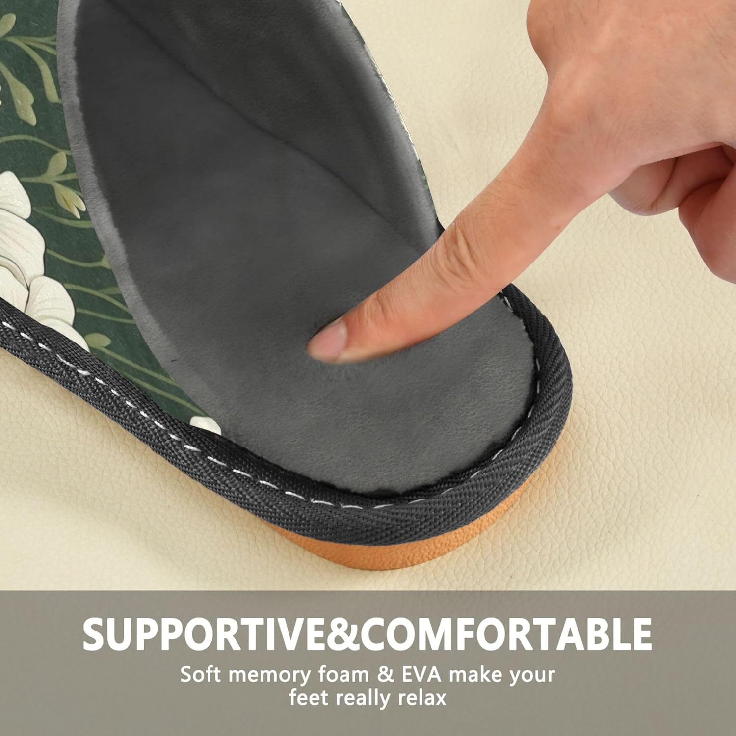 Flowers House Slippers – Cozy Fuzzy Slippers for Guests, Washable & Disposable, Perfect for Shoeless Home, Spa & Hotel Use A111378