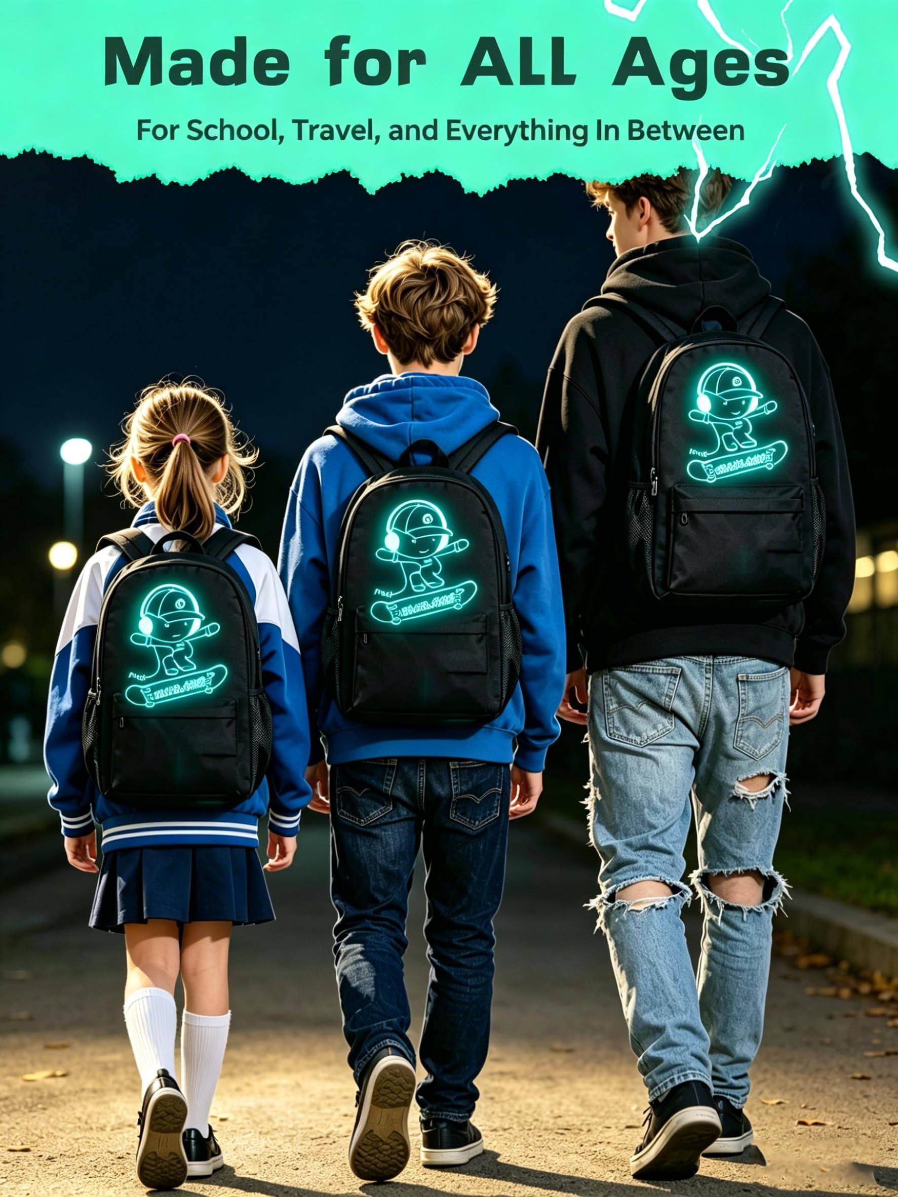 Mochilas Escolares Mochila Luminosa de Anime Carga USB Puerto Mochila Escolar Mochila con Estuche de Lápiz Luminoso Mochila para niñas niños Adolescentes Mochila