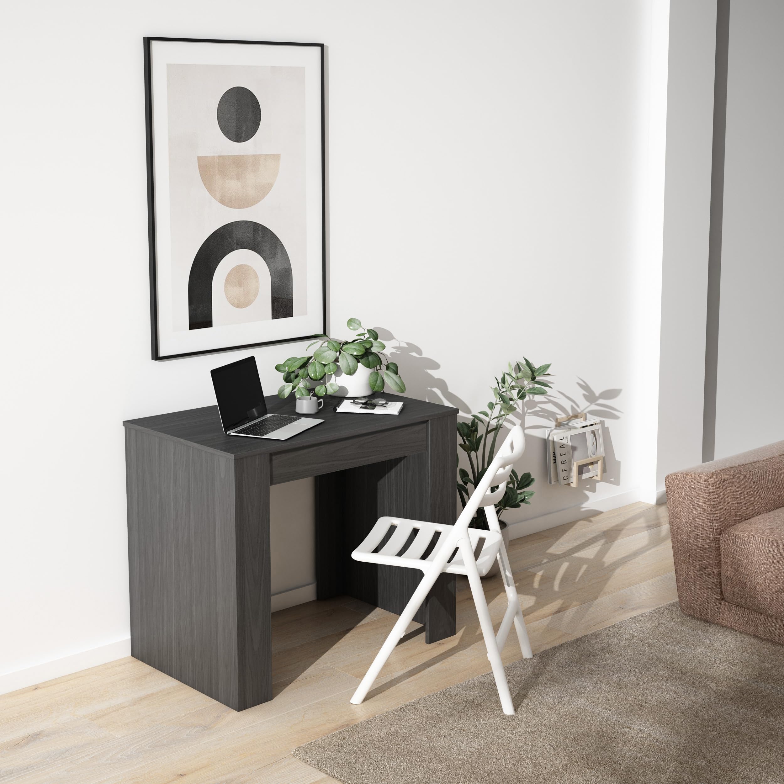 Skraut Home | Mesa Consola Extensible | Mesa Comedor Plegable | 220 | para 10 comensales | Comedor y Cocina | Estilo Moderno | Negro